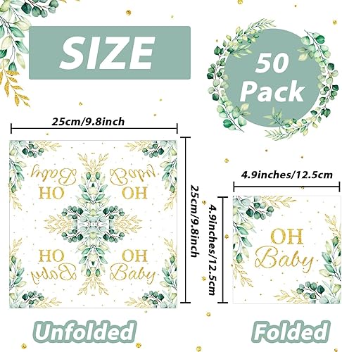 Miniatura 2 de Servilletas de Eucalyptus Leaf Oh Baby Greenery Baby Shower Suministros para fiesta de baby shower, servilletas de papel desechables para baby