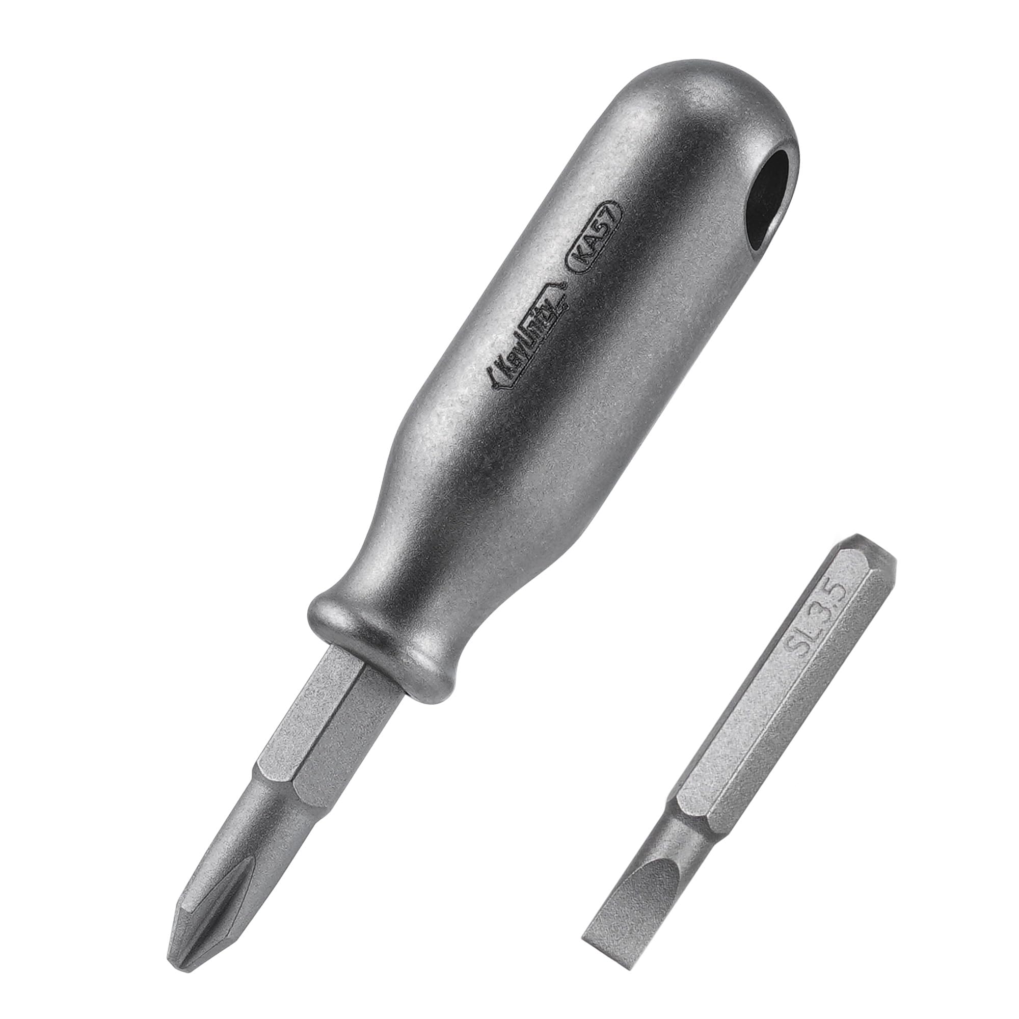 KeyUnity KA57 Magnetic Enhanced Version Mini Screwdriver, Hand Titanium Screwdrivers Set with 2 Bits (Cross & Flat Head), Portable Keychain Pocket Repair Tool for Everyday Carry, Home & Outdoor Use