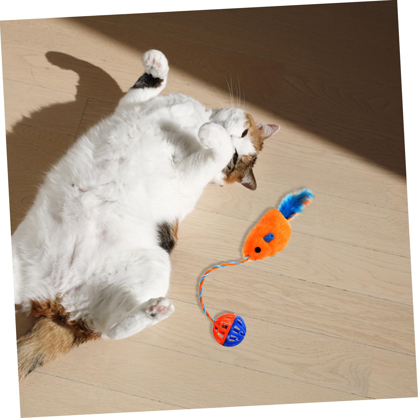 Jouet pour Chaton à Clochette Plastique Peluche Souris Orange, Compact Et Interactif, pour Intérieur Et Stimulation Ludique des Chats