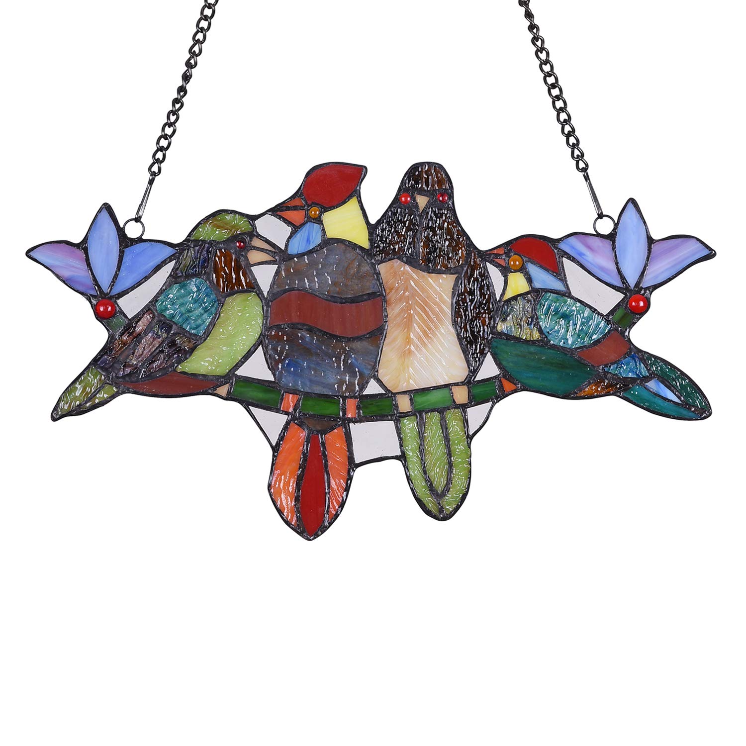 Capulina Buntglas-Vogel-Geschenke auf Ast, Fensterbehang, Tiffany-Stil, traditionelles Kunsthandwerk, Sonnenfänger für Oma, Mutter, Heimdekoration, Geschenke