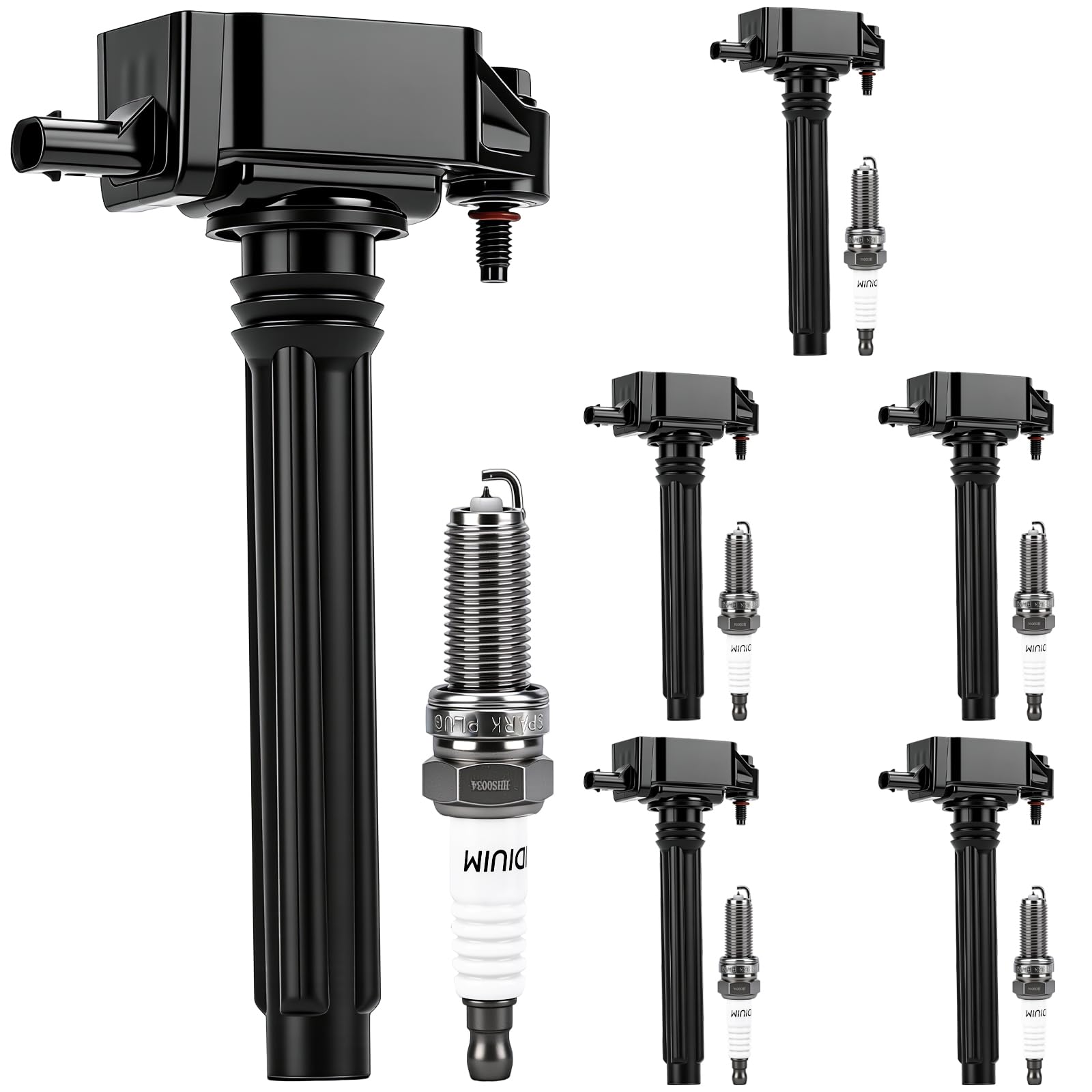 Photo 1 of Autoexact Ignition Coil Pack and Iridium Spark Plugs Kit Fit for Jeep 2012-2017 Wrangler Grand Cherokee Dodge Grand Caravan Charger Chrysler Town & Country Ram 3.6L V6, Replaces UF648 97390 Set of 6