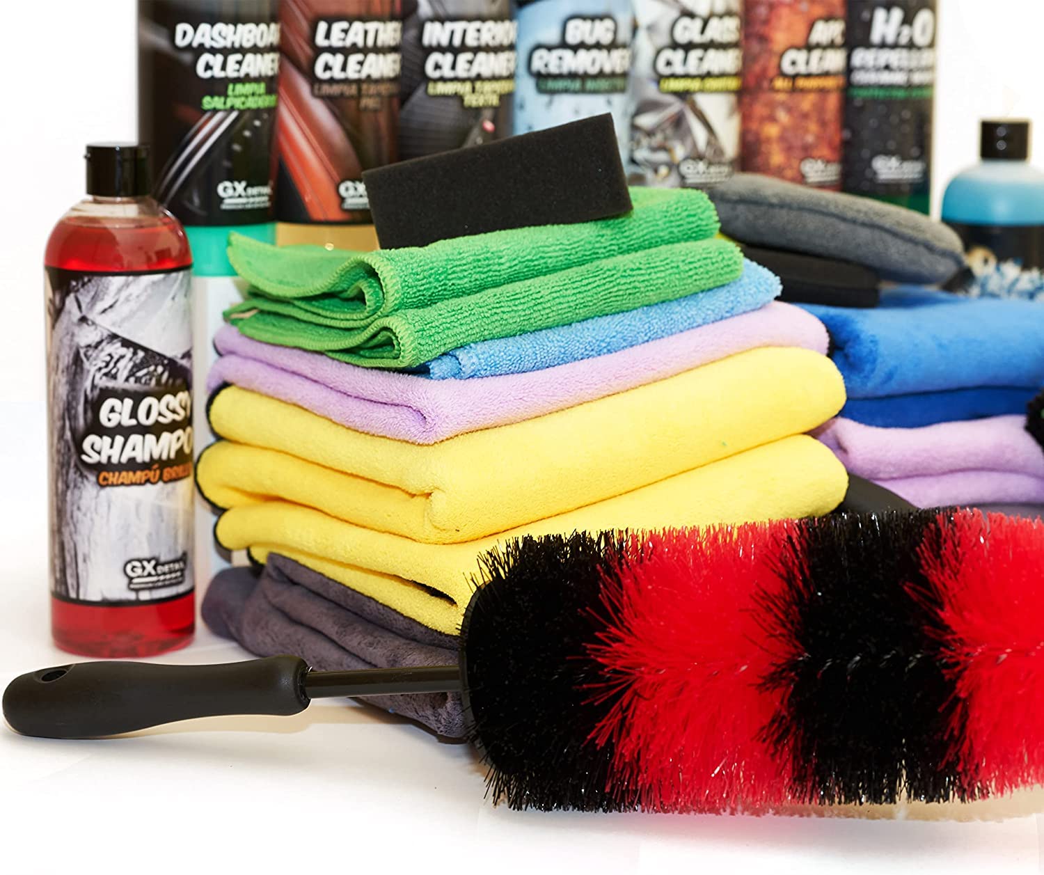 Kit Pro di Pulizia Per Auto – GxDetail - Kit Totale Pulizia dell'auto - Tutto il Necessario per la Pulizia dell'auto (Con Accessori)