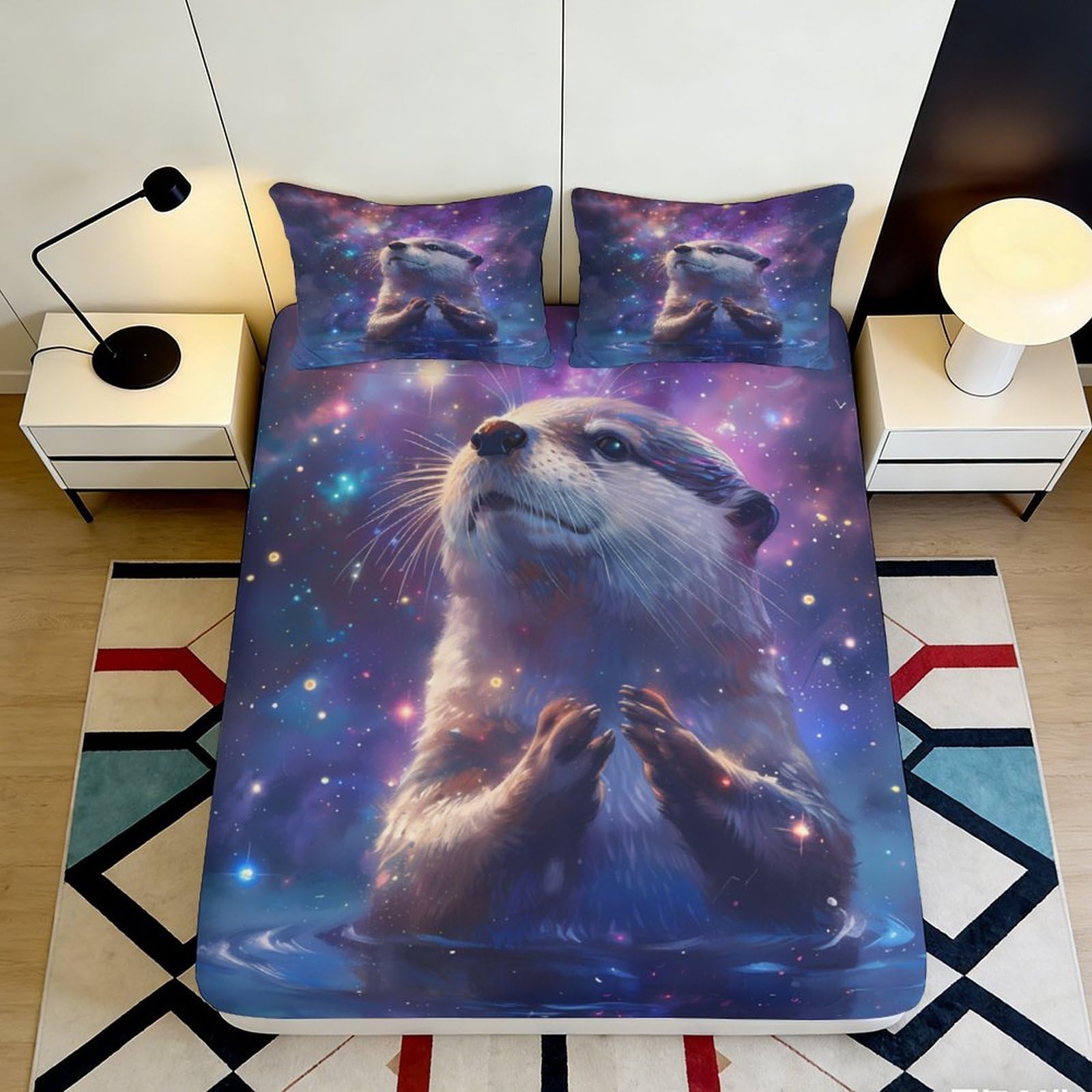 Jqzkxnhpbr Style-7 3D Printed Galaxy Starry Sky Fitted Sheet Microfiber Soft Cosmic Nebula Mattress Cover Bedroom Dorm Decor 90X200x25cm
