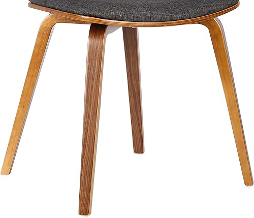 Miniatura 9 de Armen Living Jaguar Mid-Century - Silla de comedor en madera de nogal y tela de carbón, juego de 2