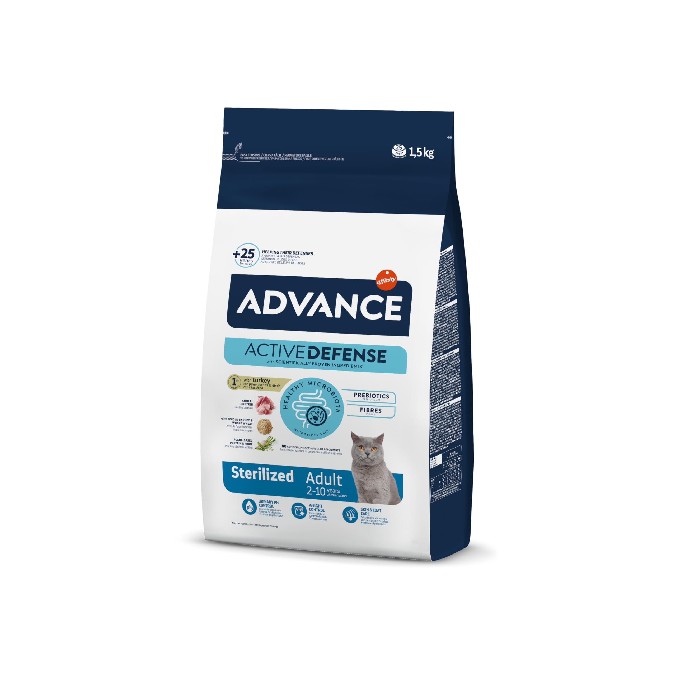 Advance Cat Adult Sterilized, Pienso para Gatos Adultos Esterilizados con Pavo, 1,5kg