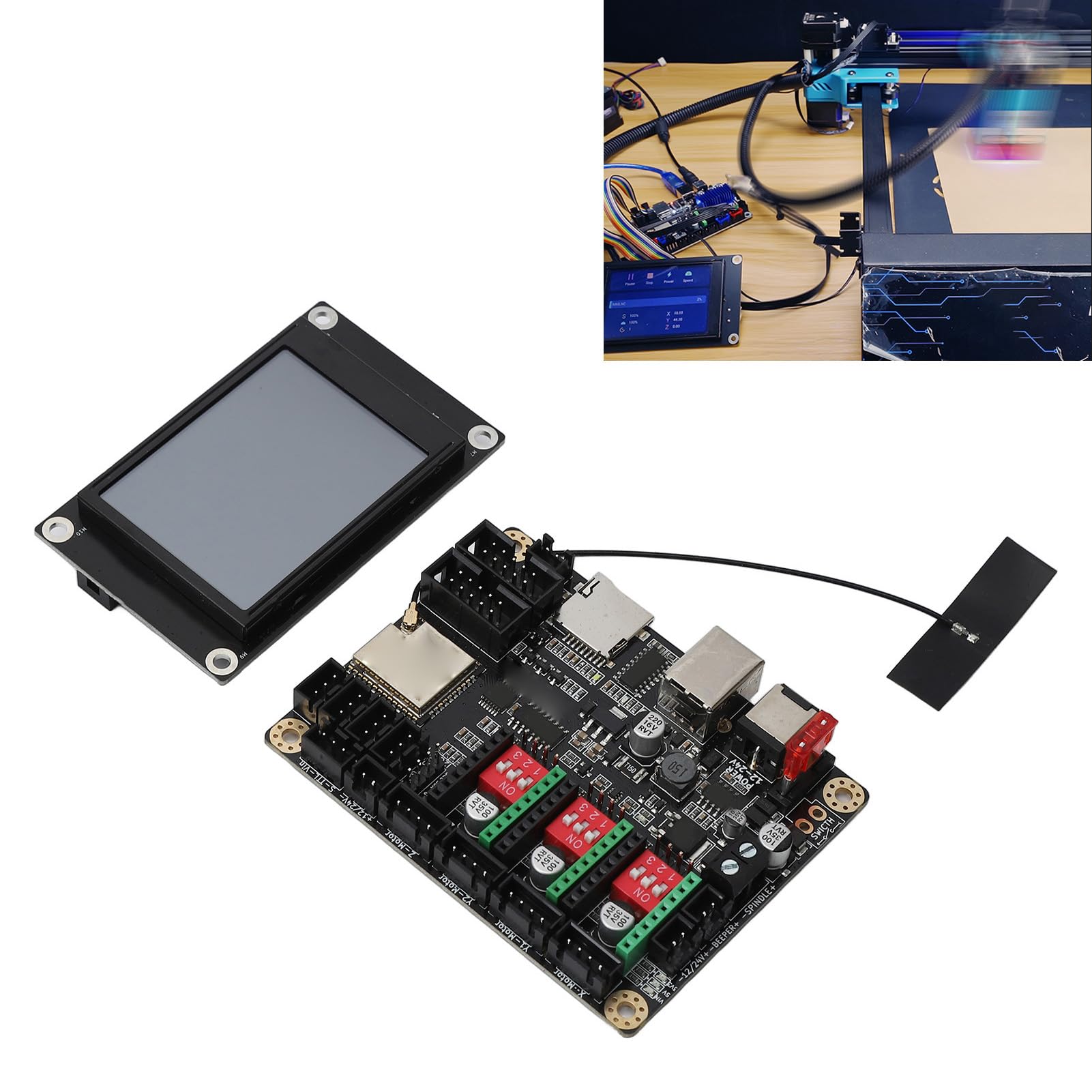 Module Graveur Laser 3D avec Écran Tactile 2.4 Pouces Carte Mère Contrôleur et Dissipateur Thermique Professionnel