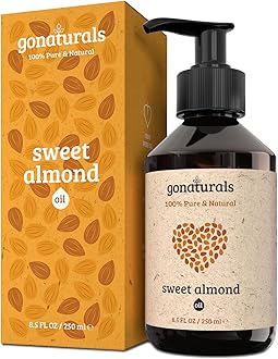 GONATURALS Sweet Almond Oil for Skin, Hair, & Face, 250ml – 100% Pure, Anti-Aging, Hydrating - Scalp, Lips, Beards, Nails, Tattoos, Aromatherapy, Body Massage, Made in Germany