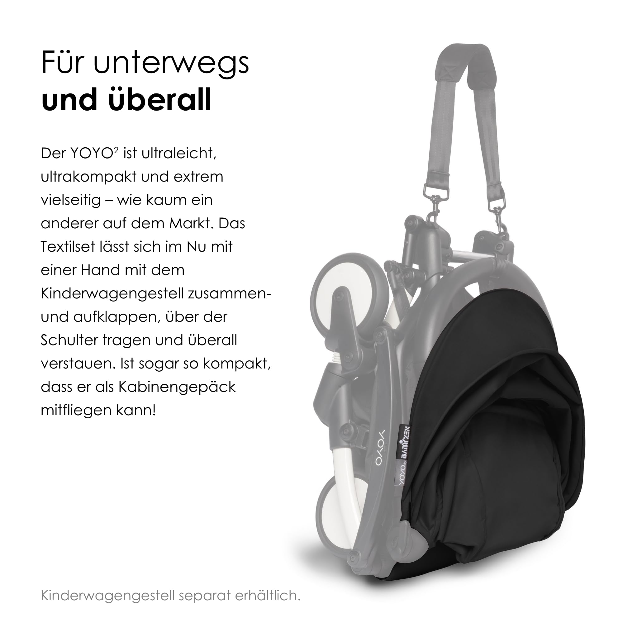 BABYZEN YOYO 6+ Textilset, Black - Nur Textilset: Sitzpolster, farbgleichen Verdecken und Reißverschlusstasche hinten - YOYO2 Kinderwagengestell erforderlich (separat erhältlich)
