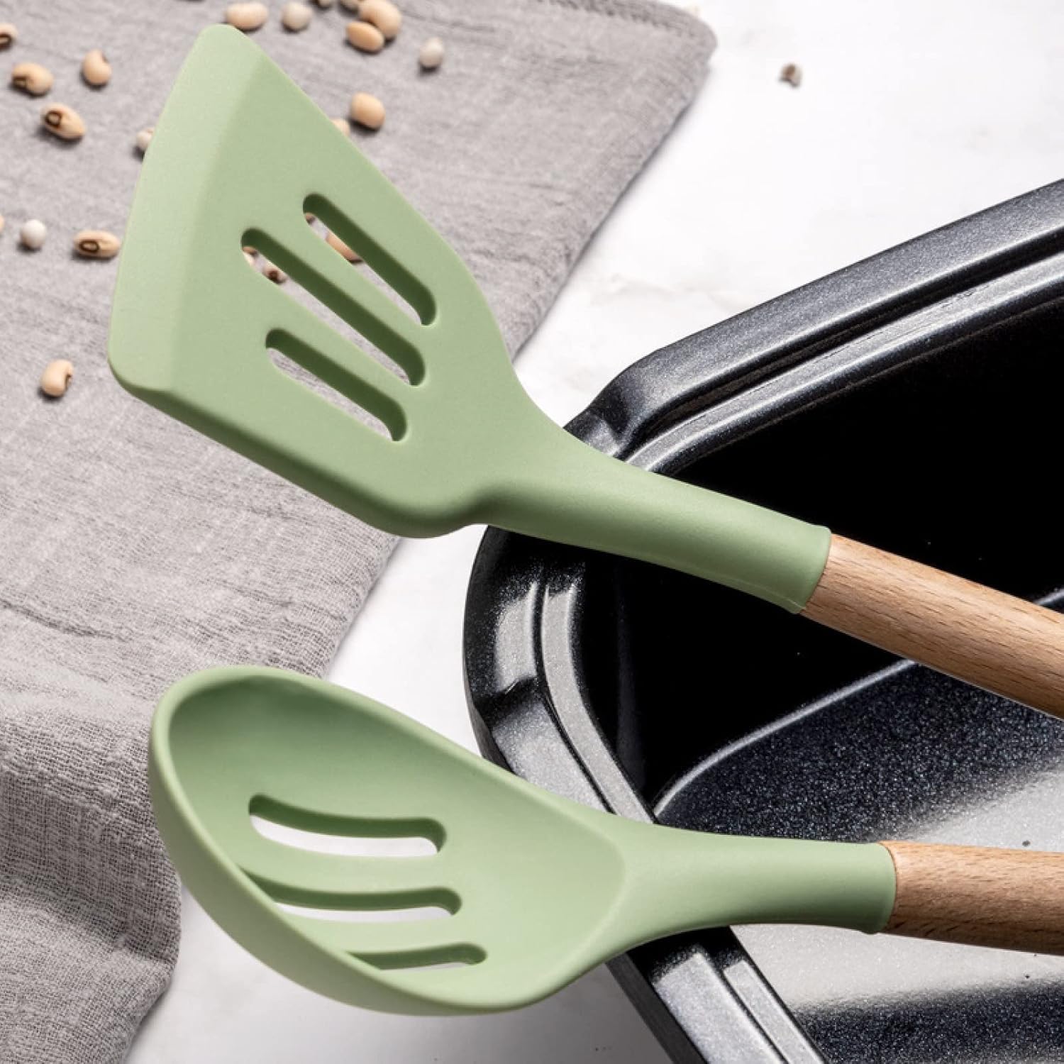 Set di Utensili da Cucina, Set di Utensili da Cucina Utensili da Cucina in Silicone Utensili da Cucina Antiaderenti