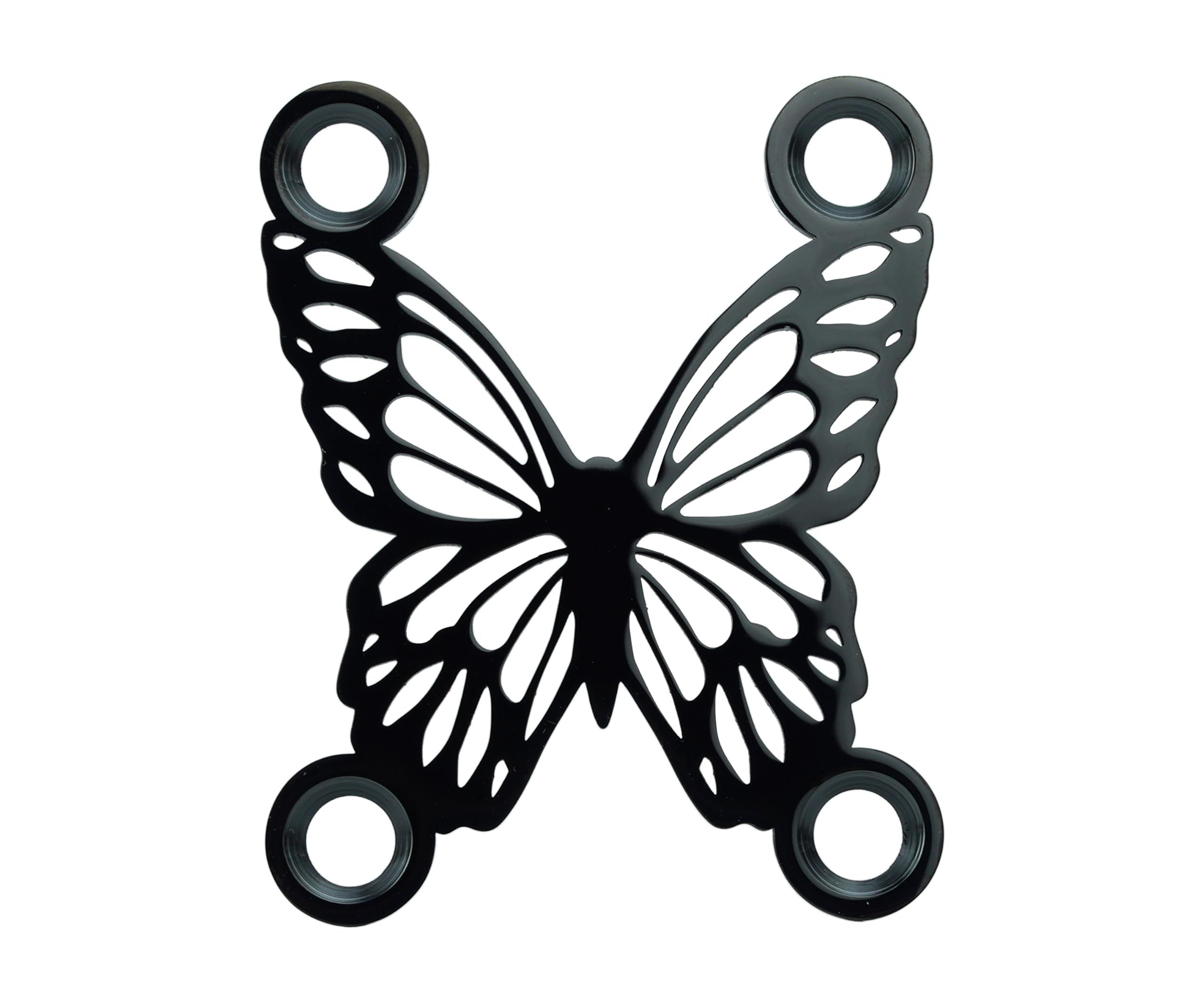 Guyker Guitar Neck Plate, 4-Holes Stainless Steel Butterfly Hollow Out Electric Guitar Bass Neck Joint Plate NeckPlate Replacement Part (GN006, Black)