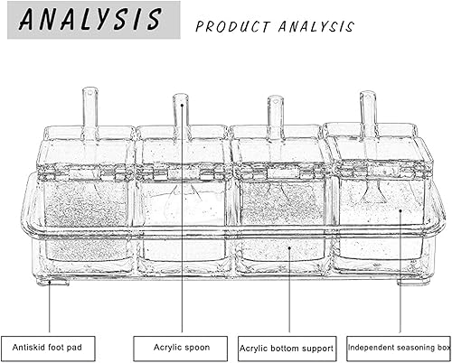 Miniatura 3 de Maceta transparente para condimentos, caja de condimentos de acrílico de 4 piezas, contenedor de almacenamiento, tarros de condimentos, contenedor