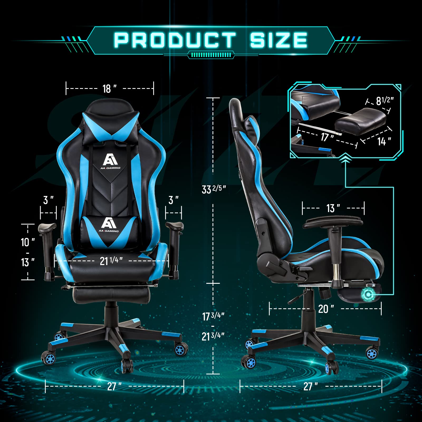 Brown Racing Chair Snapklik.com : AA Products Gaming Chair High Back Ergonomic Computer ...