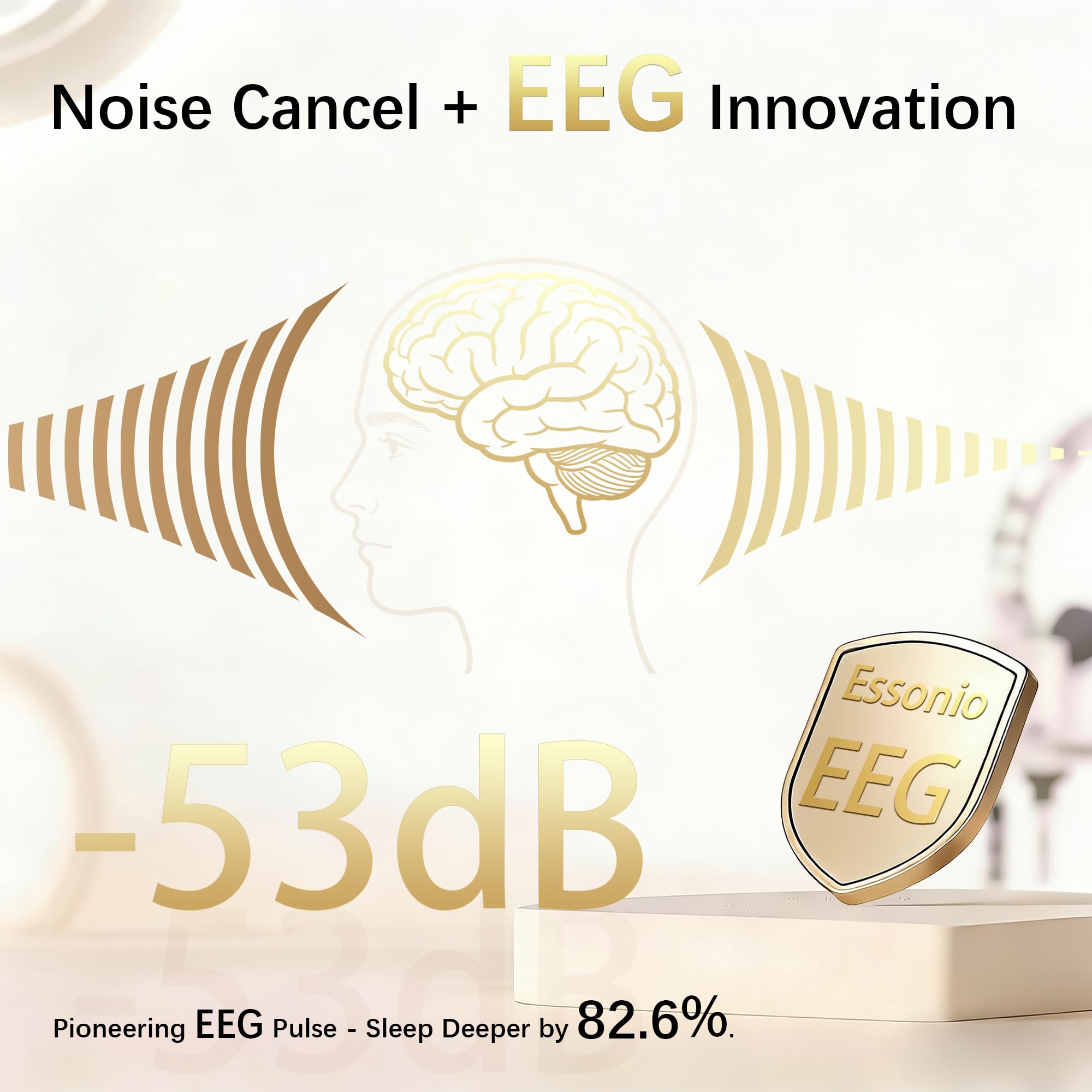Essonio Auriculares H8 Sleep de 53 dB, reducción de ruido de alta frecuencia, pequeños tapones para los oídos para dormir de lado, tiempo de reproducción de 80 horas, bloqueo de ronquidos, auriculares