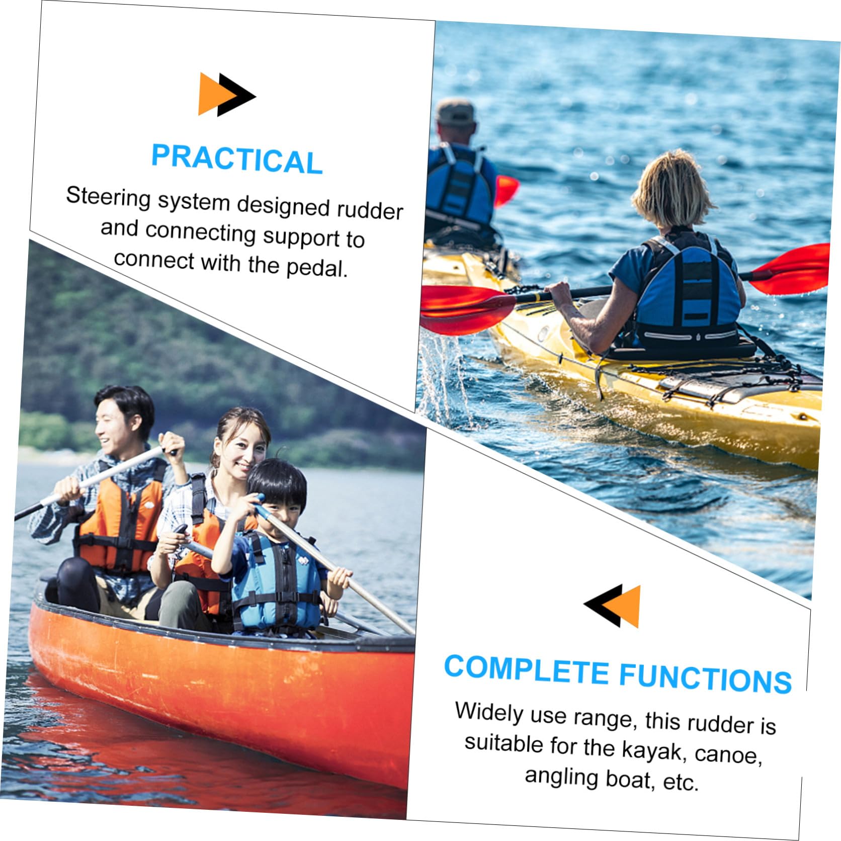 HEMOTON Timone Pedale per Kayak in Nylon e Acciaio Inossidabile Strumento per Controllo Direzione Accessorio per Kayak da Esterno