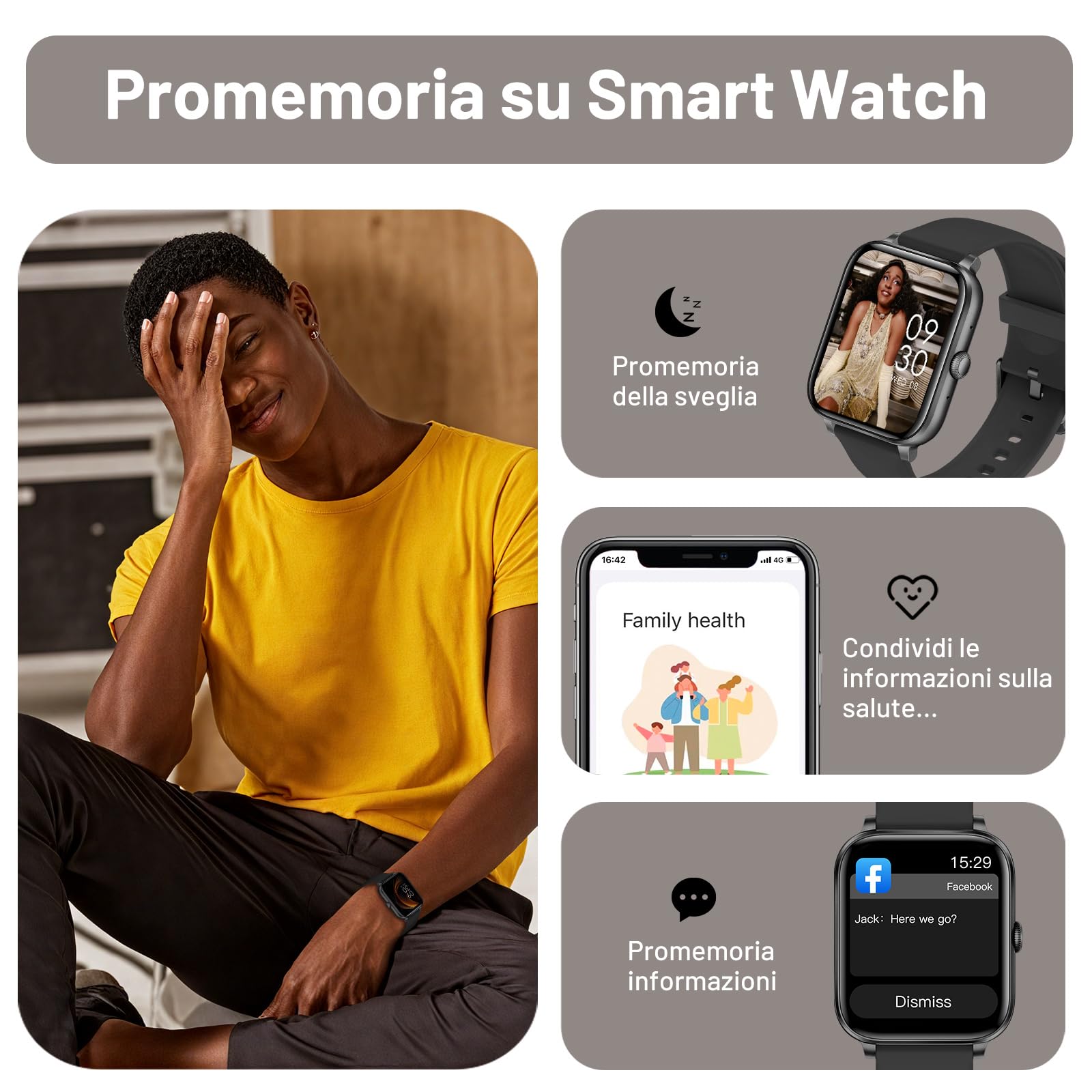 Smartwatch Uomo Donna con Chiamate, 1,83" Schermo Touch HD, Fitness Watch con Monitoraggio Battito/Sonno, Contapassi, 123+ Modalità Sportive, Impermeabile IP67 per Android iOS