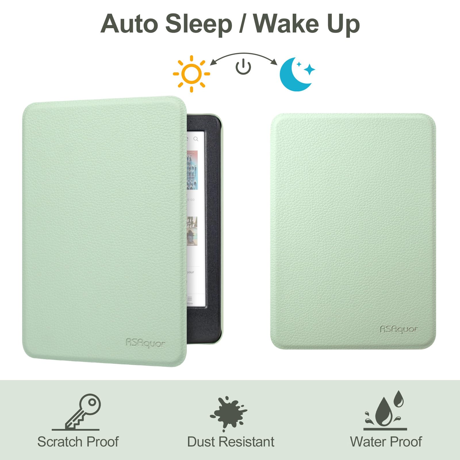 RSAquar Étui 6'' pour Kobo Clara Colour | BW | 2E, Tolino Shine Colour/Shine 5/4 avec Dragonne et Veille/Réveil Automatique, Agave Noir