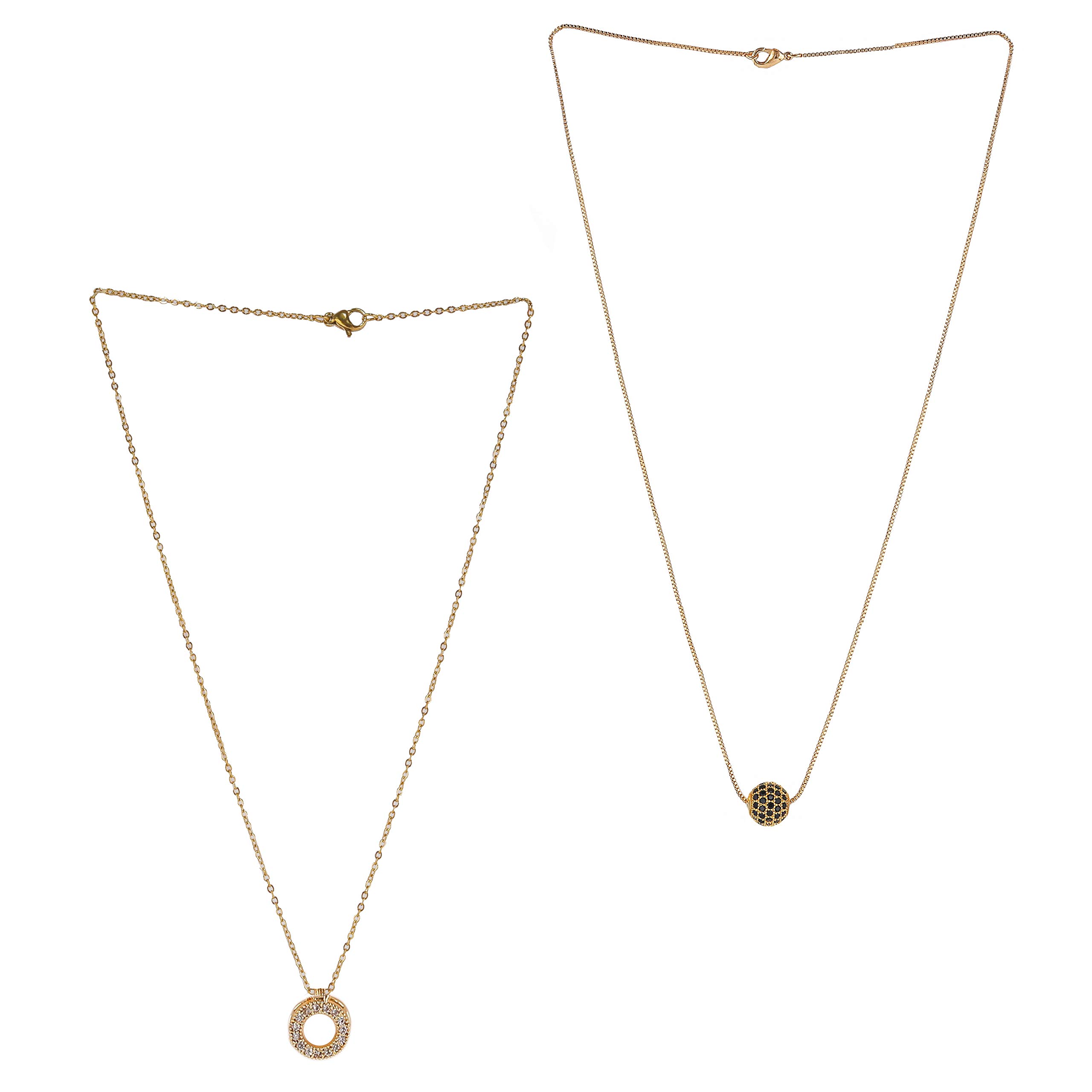 Brado Jewellery Gold Plated White American Diamond Round Shap Pendant With Satari chain Combo Of 2 Necklace Golden Chain Pendant for Women and Girls (B08R3F8TDF) Amazon Price History, Amazon Price Tracker