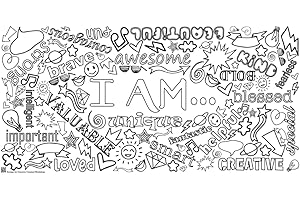 Positive Affirmations Coloring Banner for Adults Confidence Builder Tablecloth Wall Art
