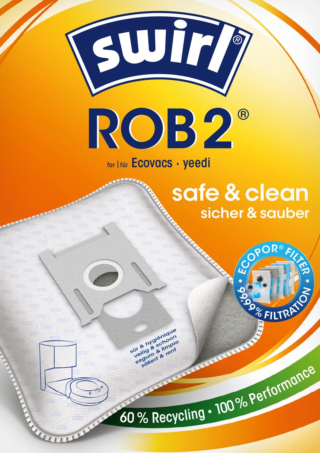 Swirl ROB 2 EcoPor Vacuum Cleaner Bags, Cotton