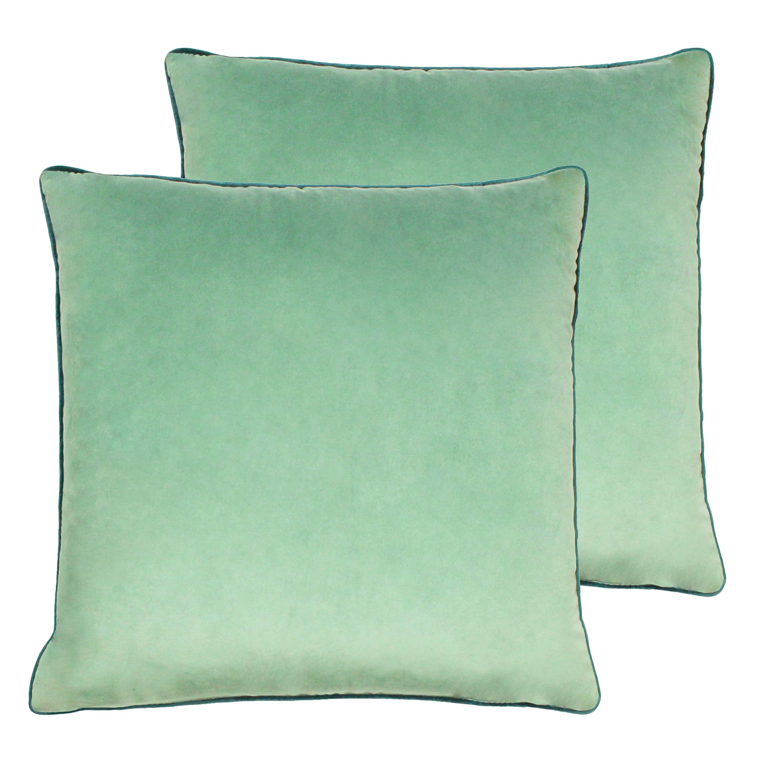 Paoletti Meridian Twin Pack Feather Filled Cushions, Polyester, Mineral/Teal, 55 x 55cm