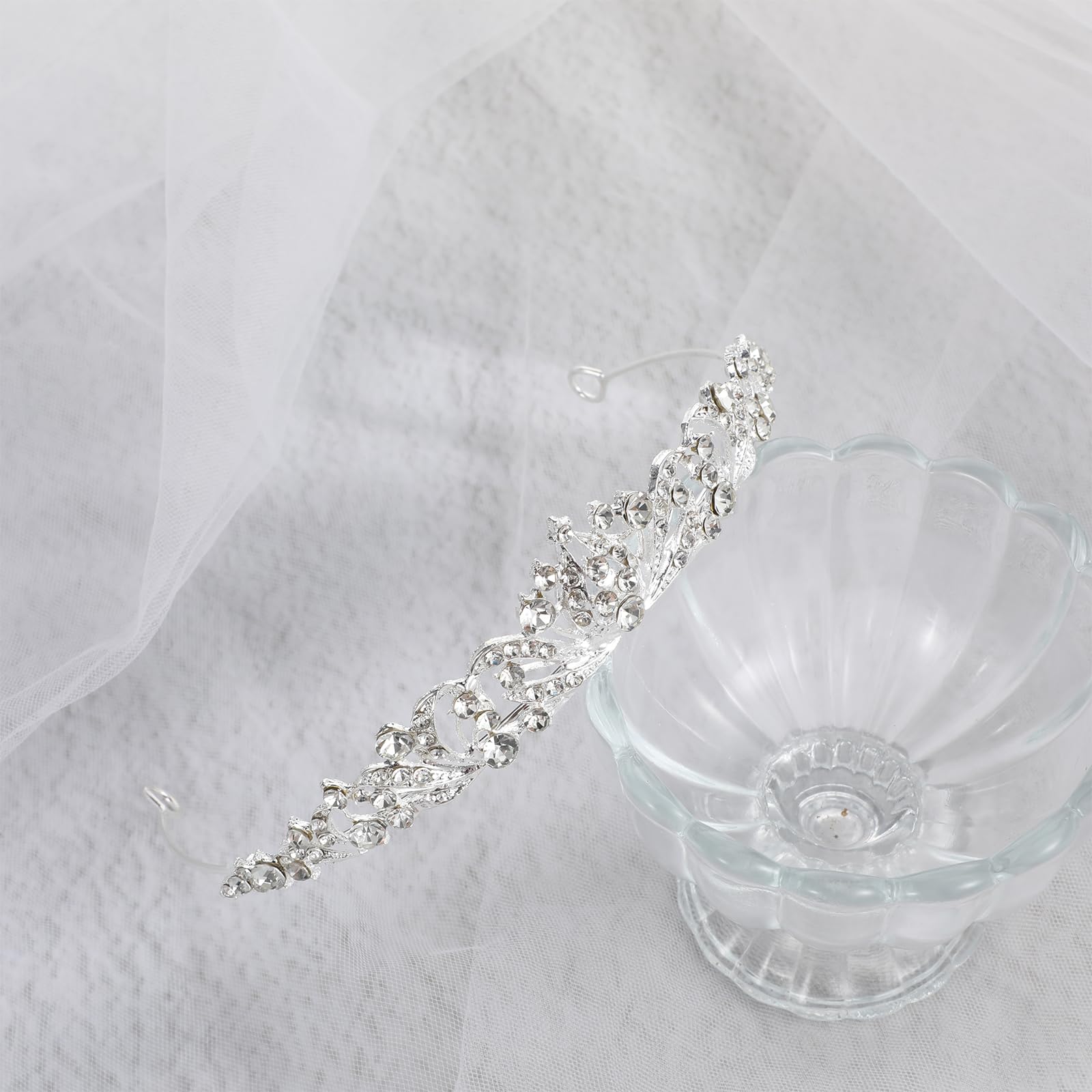 TIESOME Kryształ górski diadem korona opaska na głowę księżniczka elegancka korona ślubne opaski na głowę studniówka przyjęcie urodzinowe Halloween akcesoria do włosów biżuteria prezenty dla kobiet