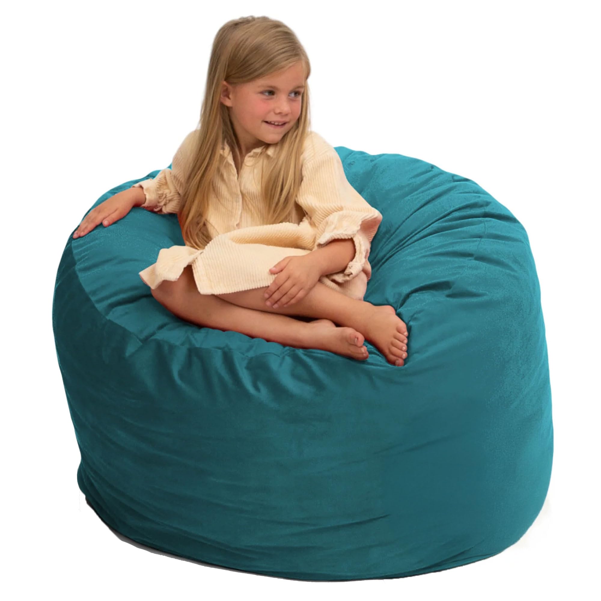 Ultimate Sack 3000 3-Foot Bean Bag Chair, Teal Suede Cover – Oversized Foam Lounger, Floor Seat, Small Sofa, or Couch Bed for Living Area, Gaming Room