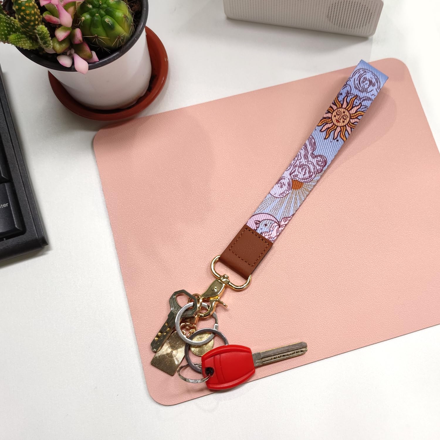 Neon Paws Print Wristlet Keychain Lanyard - Hand Strap For Keys, Phones & Wallets