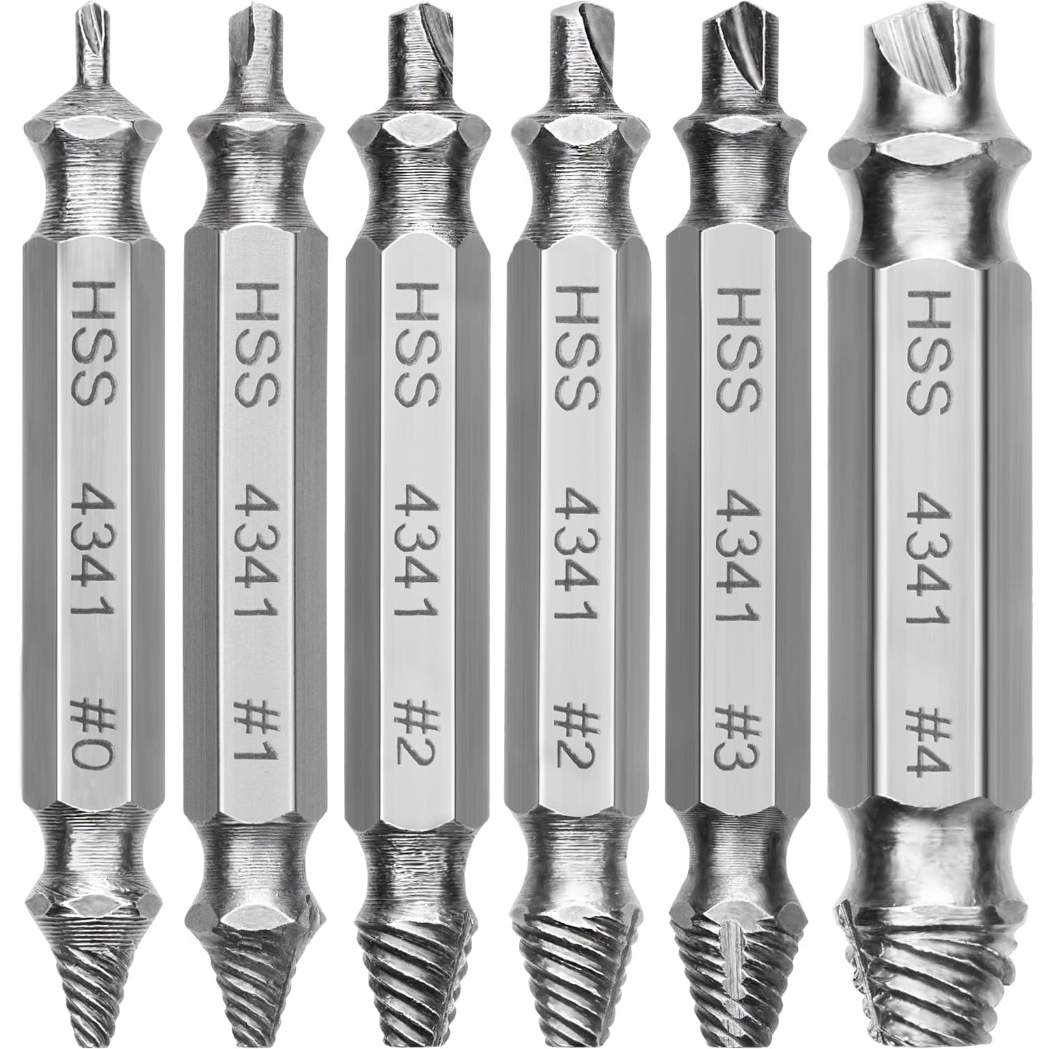 Mata1 - Double-Sided Screw Extractor Set - 6 pc, Stainless Steel - Stripped Screw Remover Drill Bits Kit w/Storage Case