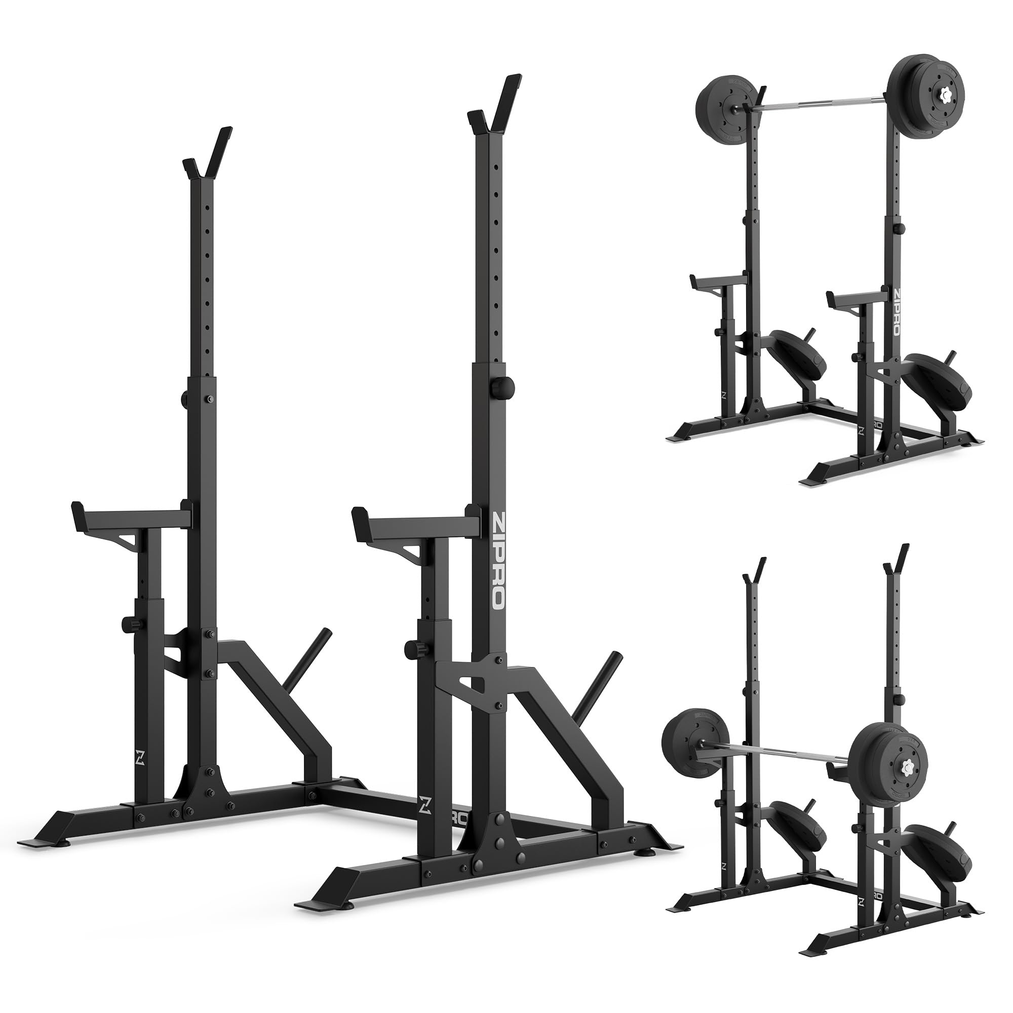ZIPRO Ripiano bilanciere regolabile in altezza, capacità massima utente di 120 kg, in acciaio – bilanciere, squat rack, supporto per manubri, supporto per bilanciere