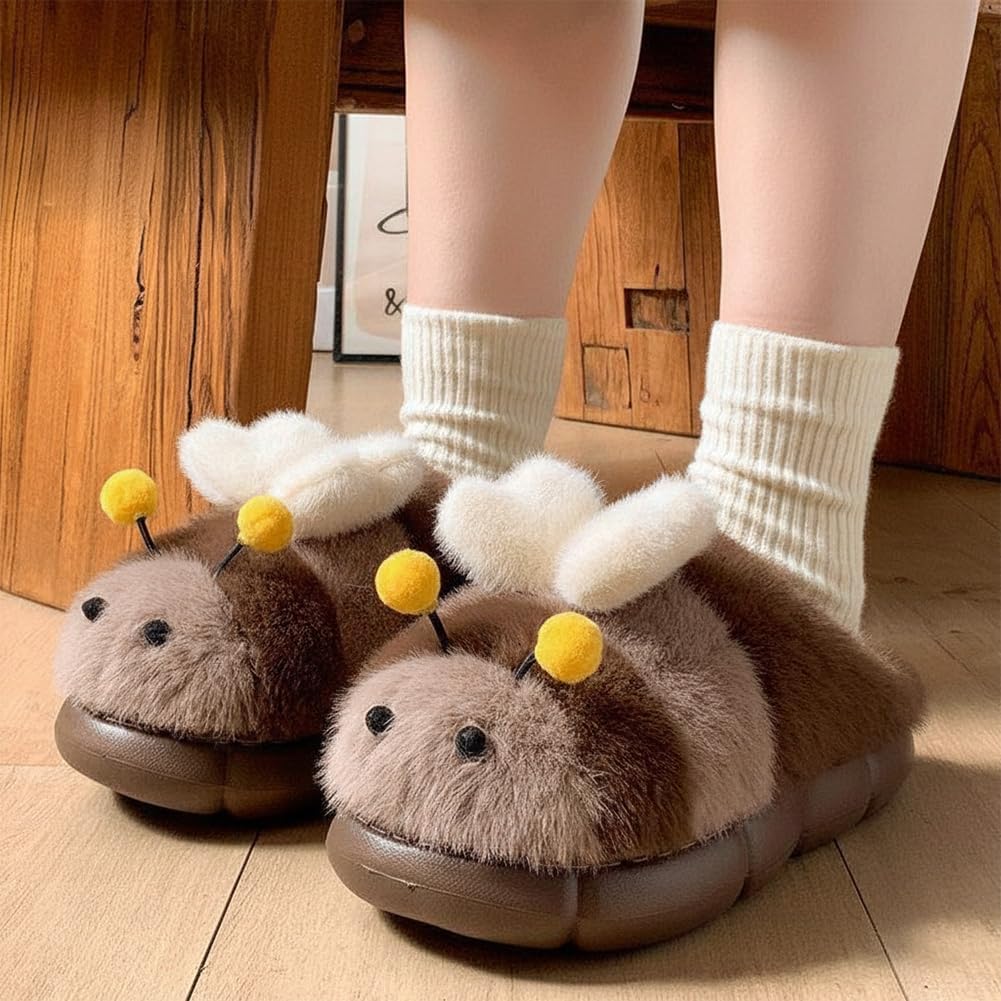 Bee Design Fluffy Slipper Fashion Plush Slipper Cute House Shoes for Women Winter Living Room Indoor Outdoor Footwear - Image 7