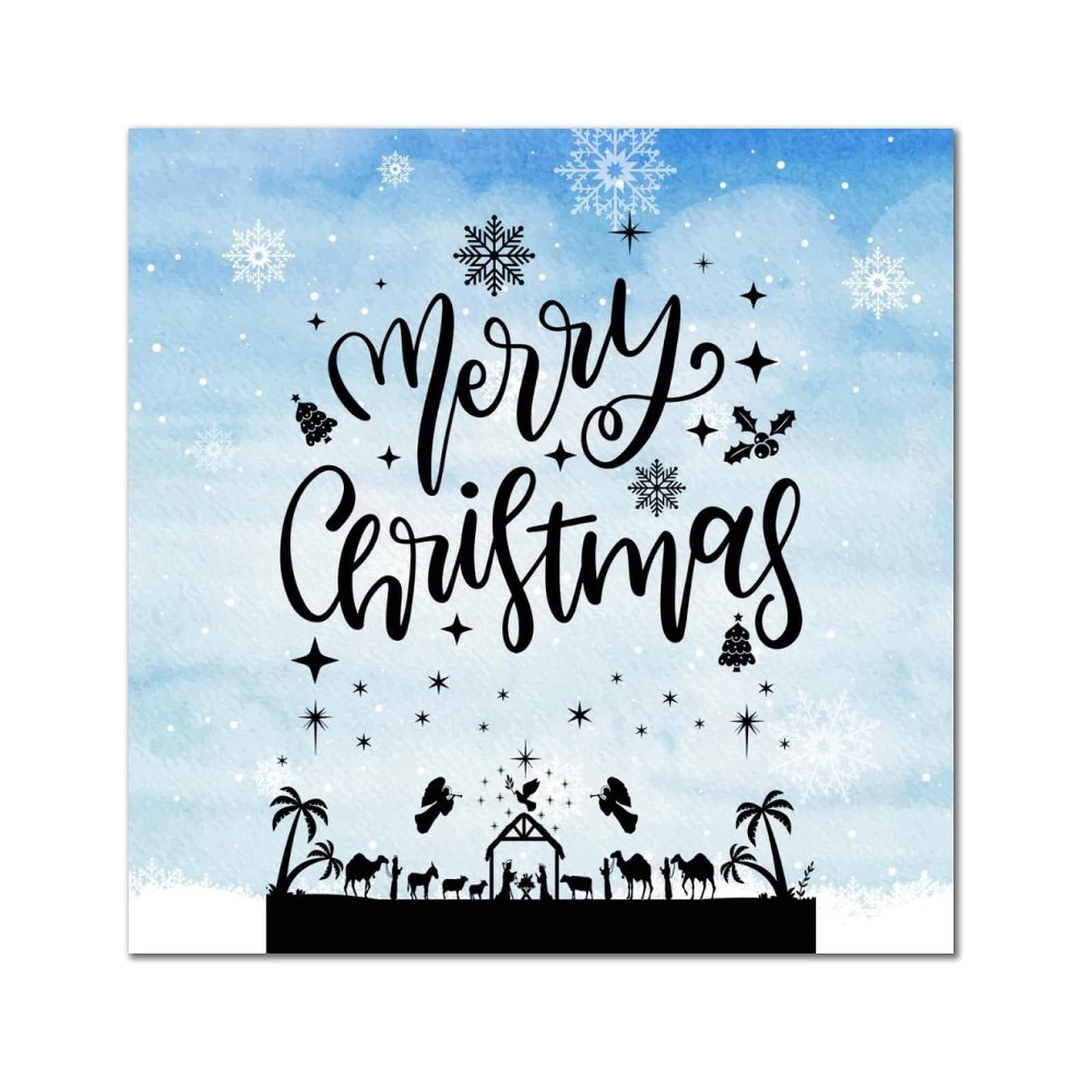 Plaque murale rétro en bois Merry Christmas déco 35x35 cm