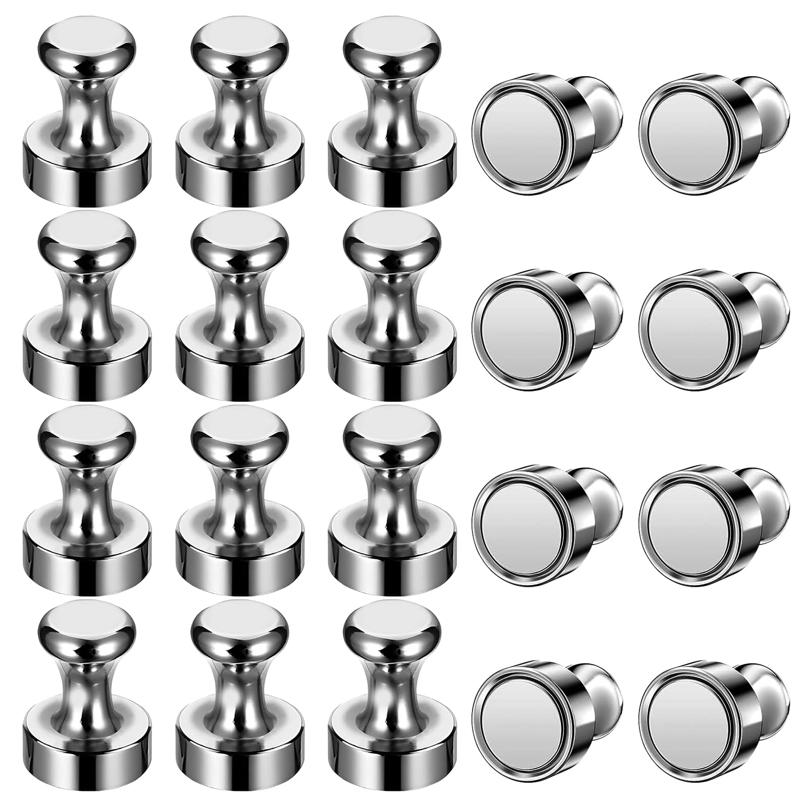 Wukong 20 Pack Fridge Magnets Strong, 12x16mm Refrigerator Magnets Push Pins, Magnetic Thumb Tacks for Whiteboard, Notice Board and Office