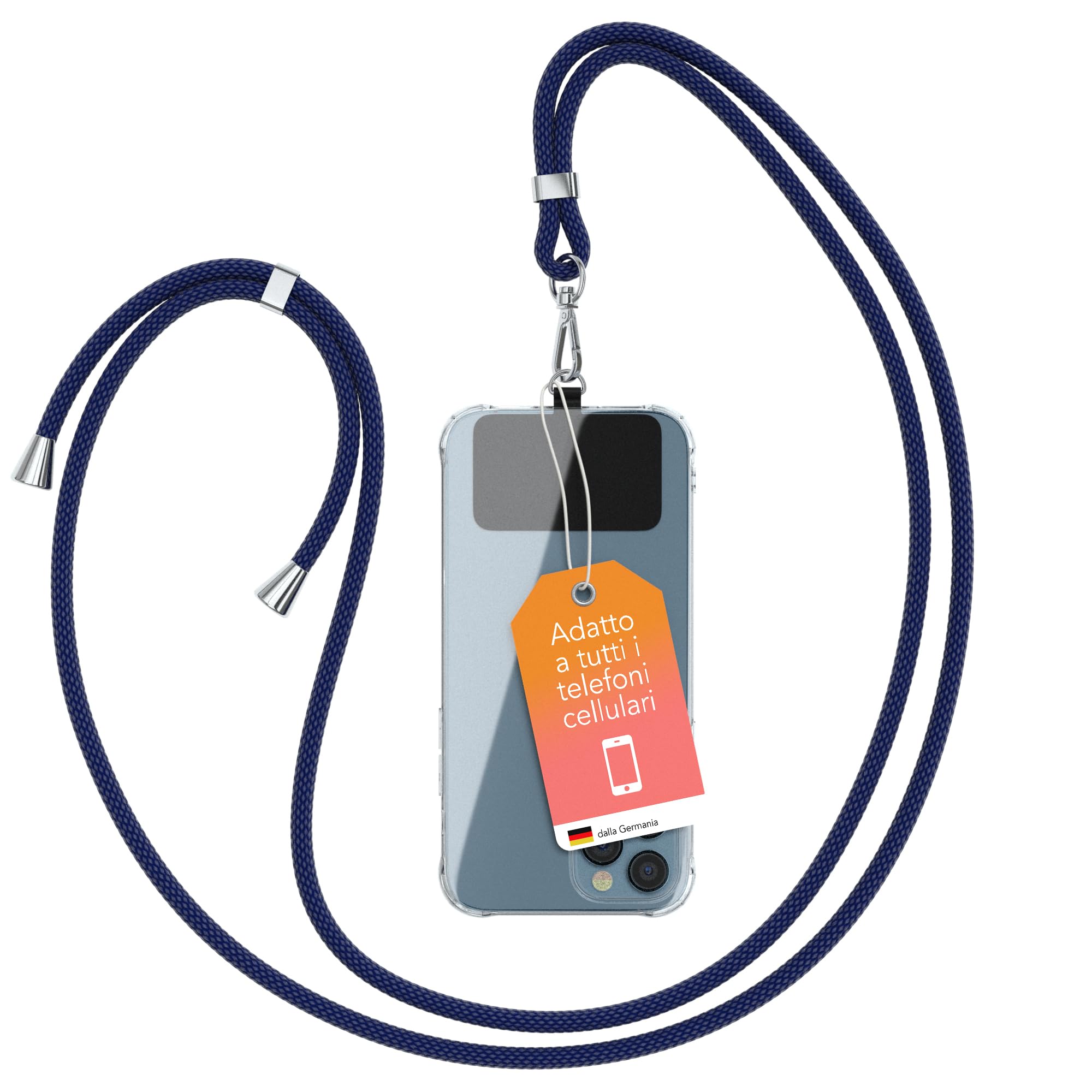 EAZY CASE catena universale per cellulare adatta a tutti gli smartphone, catena da appendere, cover con cordino, catena per smartphone da portare in giro, cinghia per cellulare, Grigio Chiaro