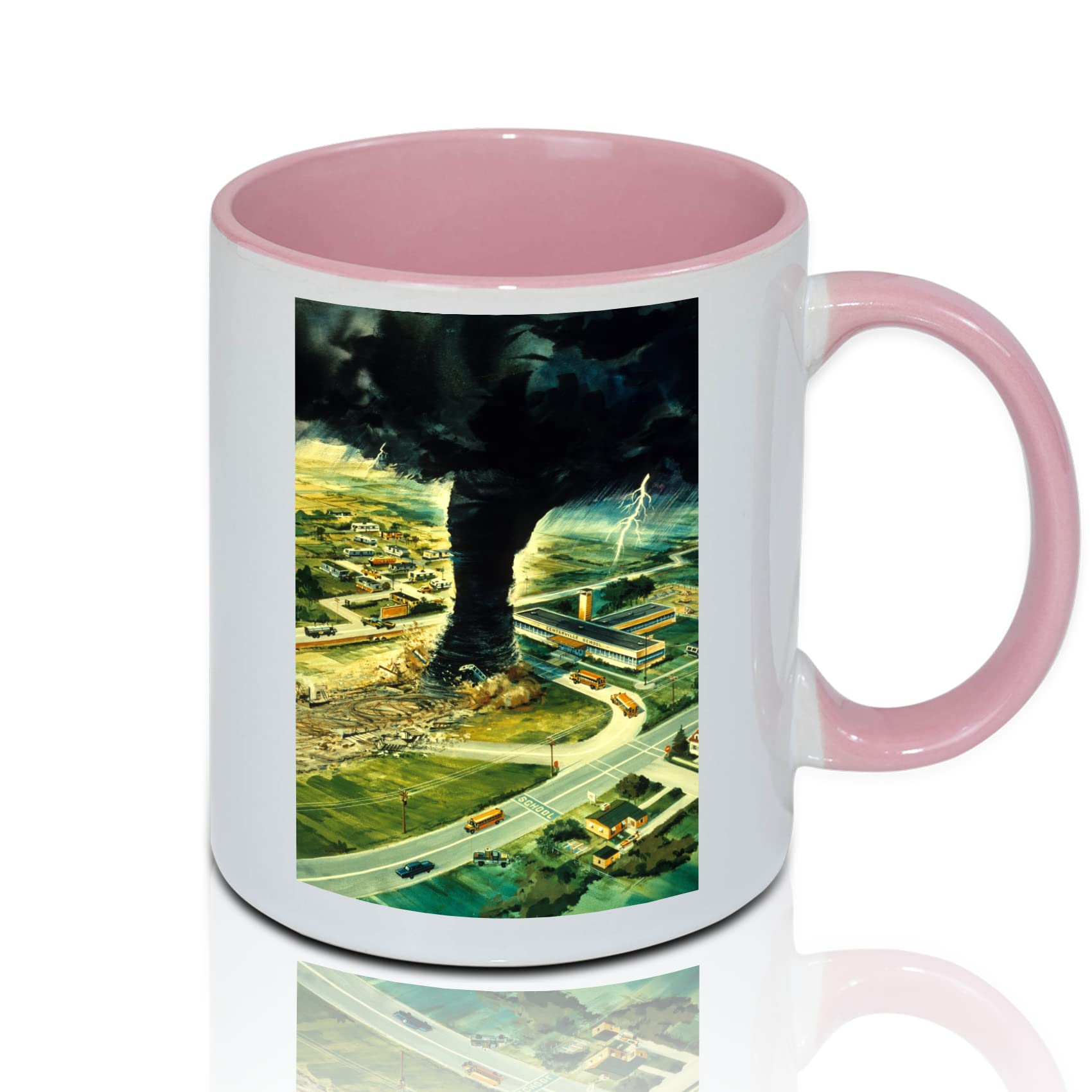Sumex 11 once Set di 12 tazze da caffè in ceramica per sublimazione per tè, latte, latte, cacao caldo, interno rosa e manico