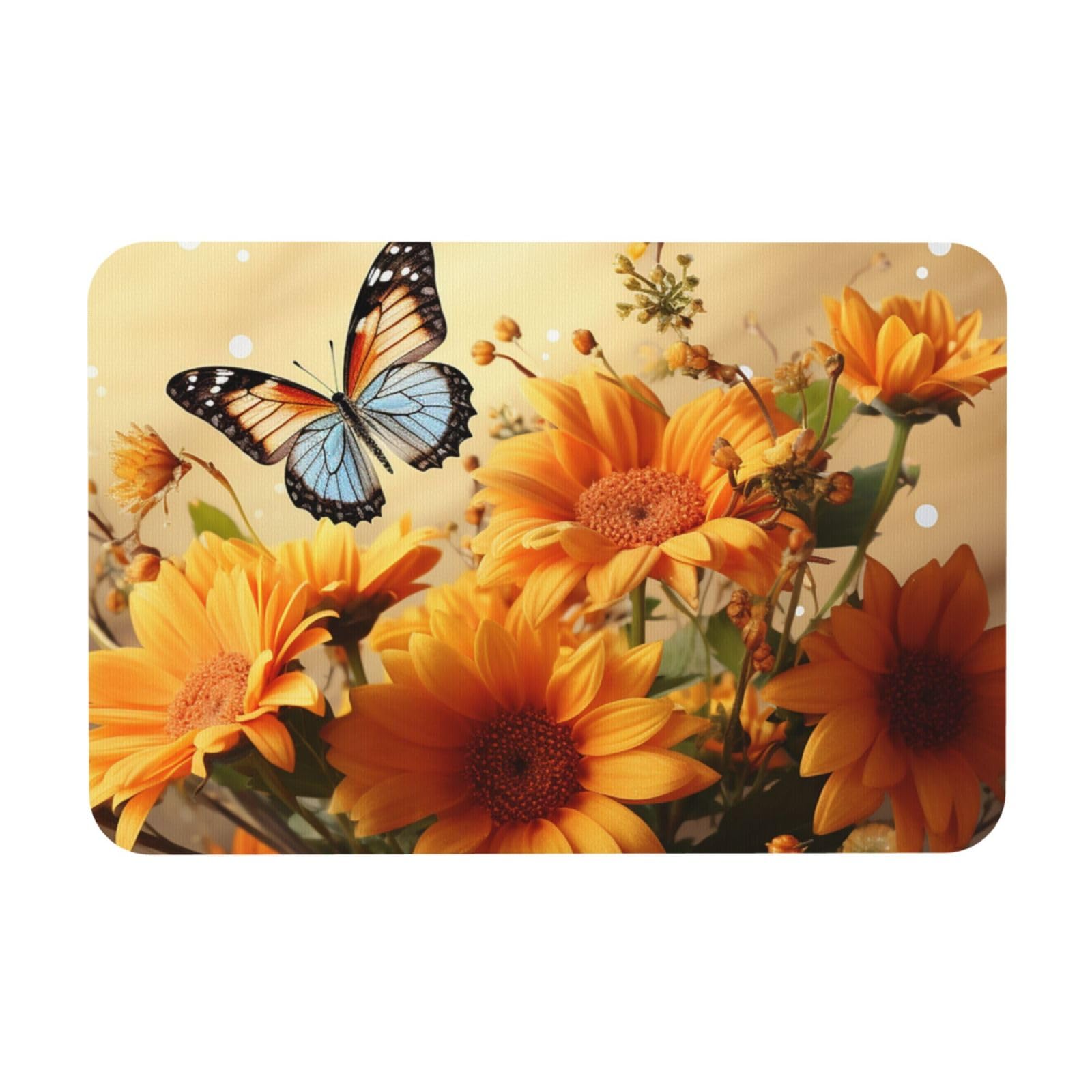 Tapis de bain terre de diatomée lavable 60x40 cm avec motif floral