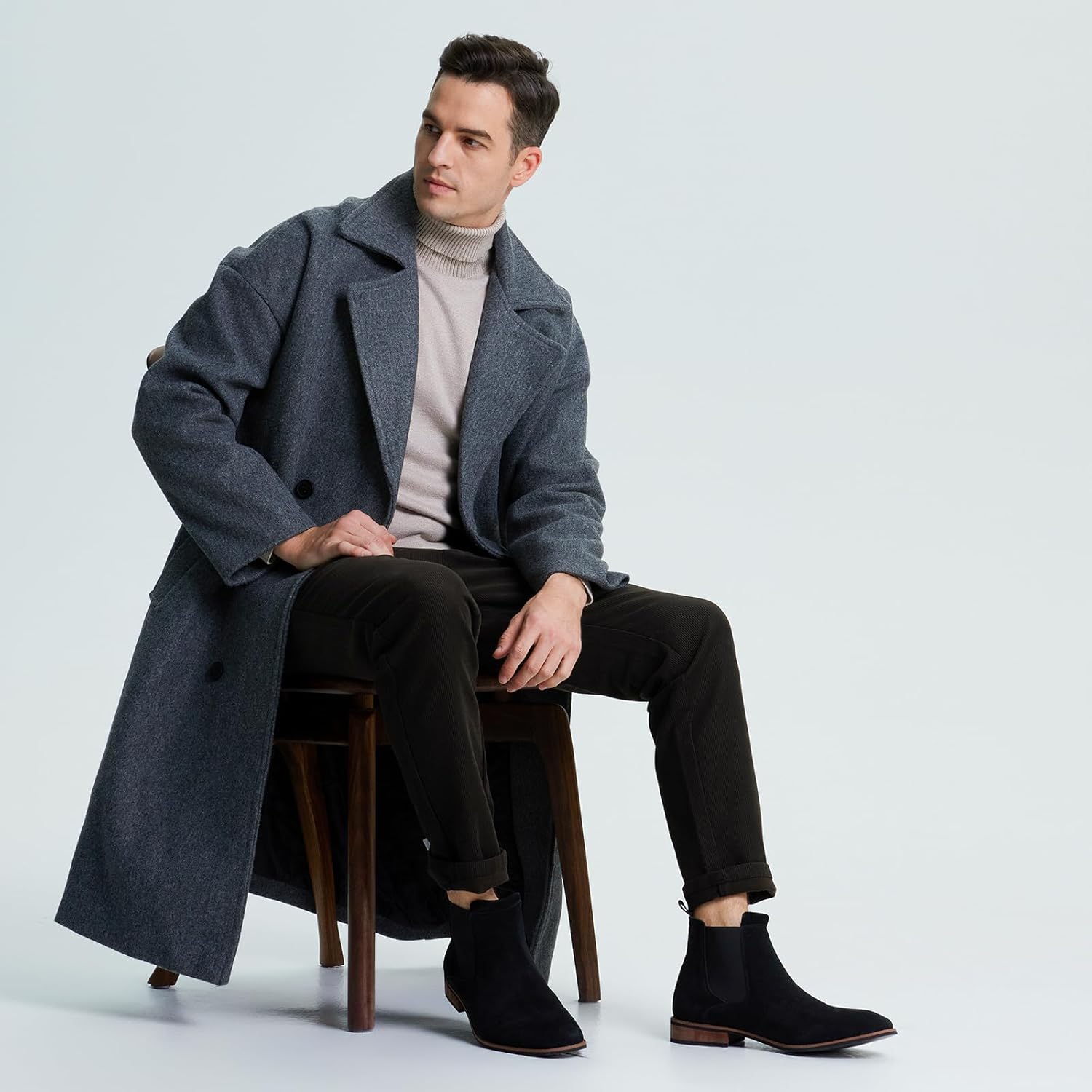 Rollda Mens Chelsea Boots, Suede Casual Ankle Boots, Dress Boots Elastic Slip on Boots for Men - Image 2