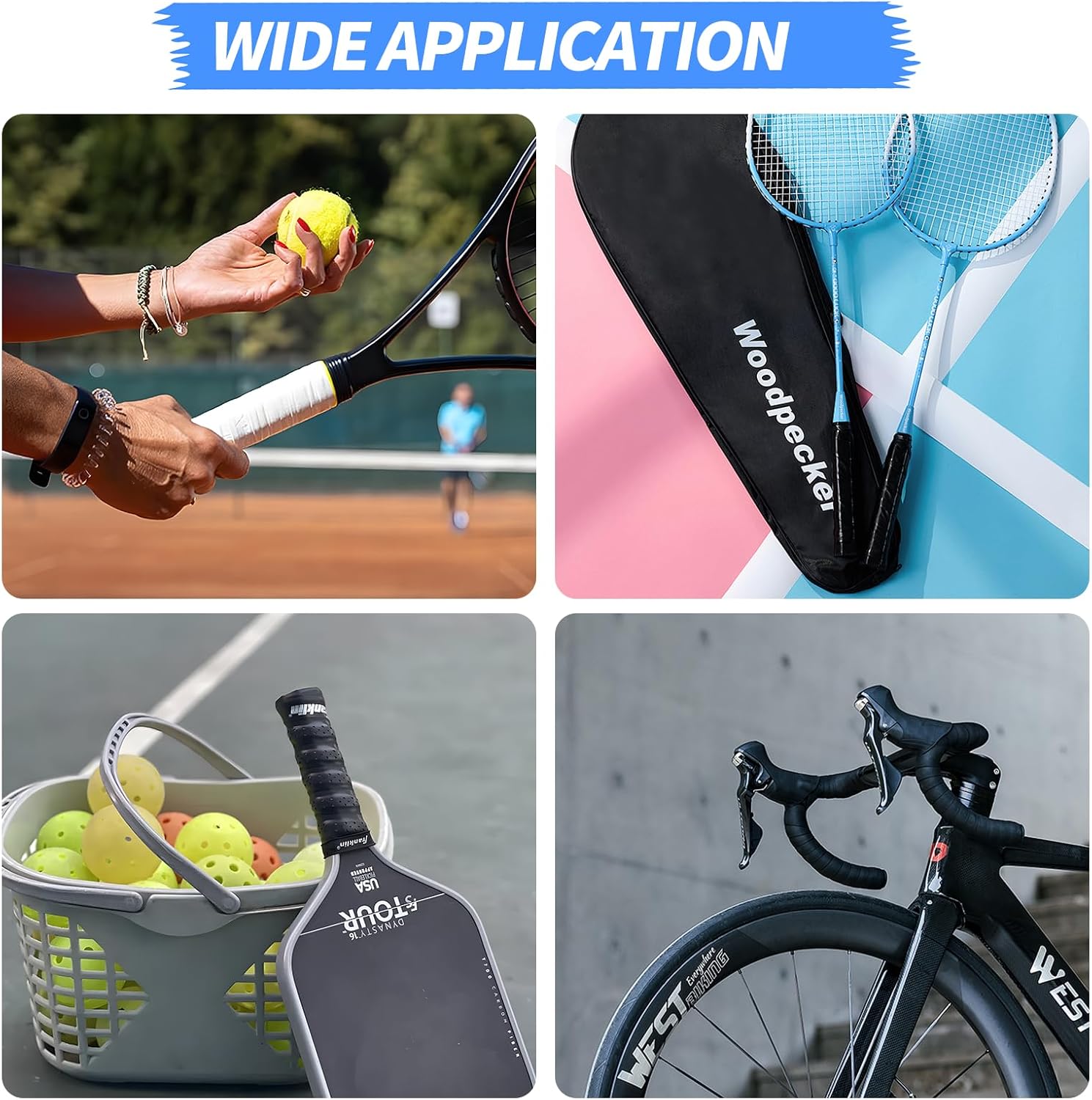 Tennis Racket Grip Tape, Precut Sweat-Absorbing Tennis Overgrip Tape, Anti-Slip and Dry Feel Tennis Tape for Pickleball, Badminton & Tennis (10 Colors)