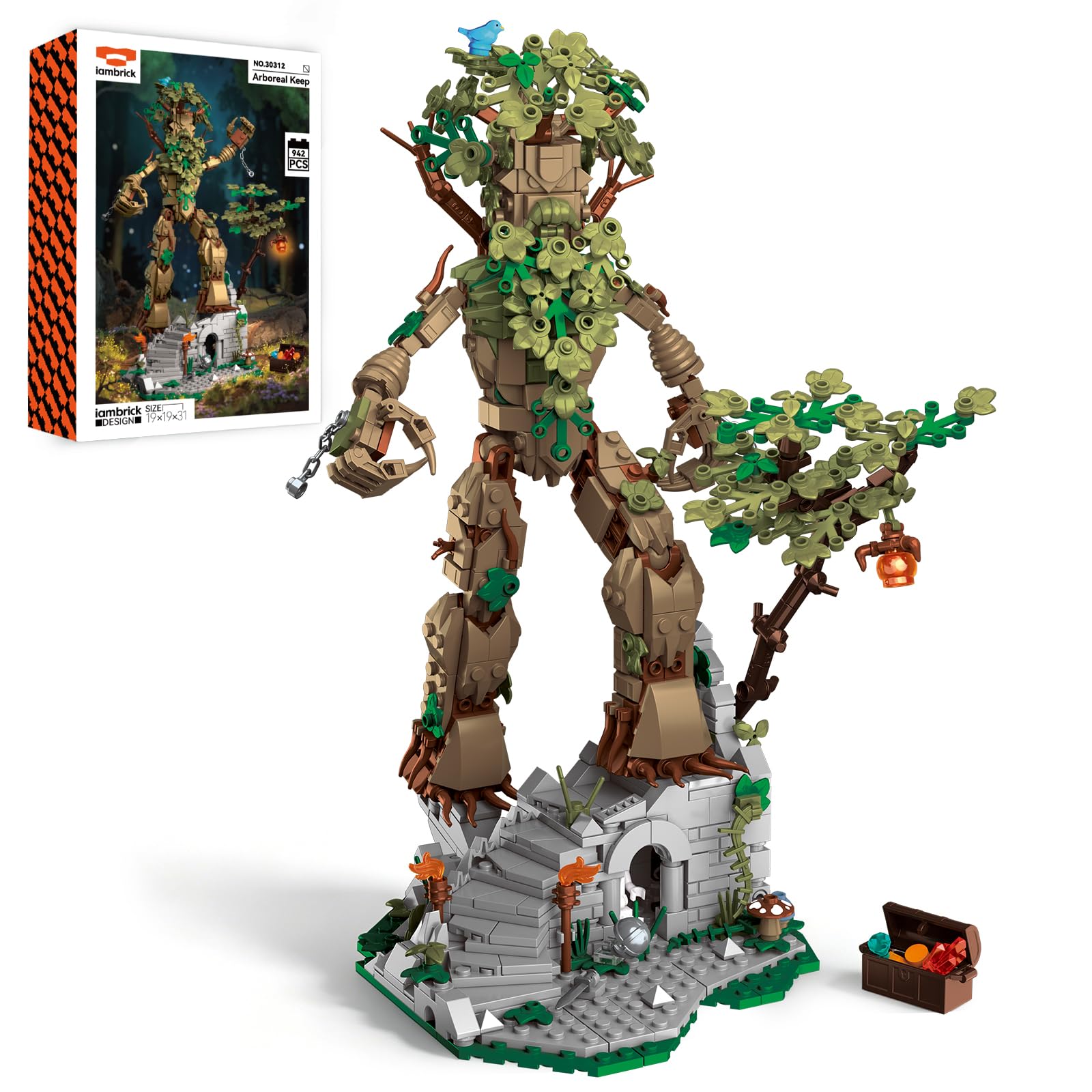 iambrick Tree-Men Building Set for Adults, 942 PCS Poseable Model