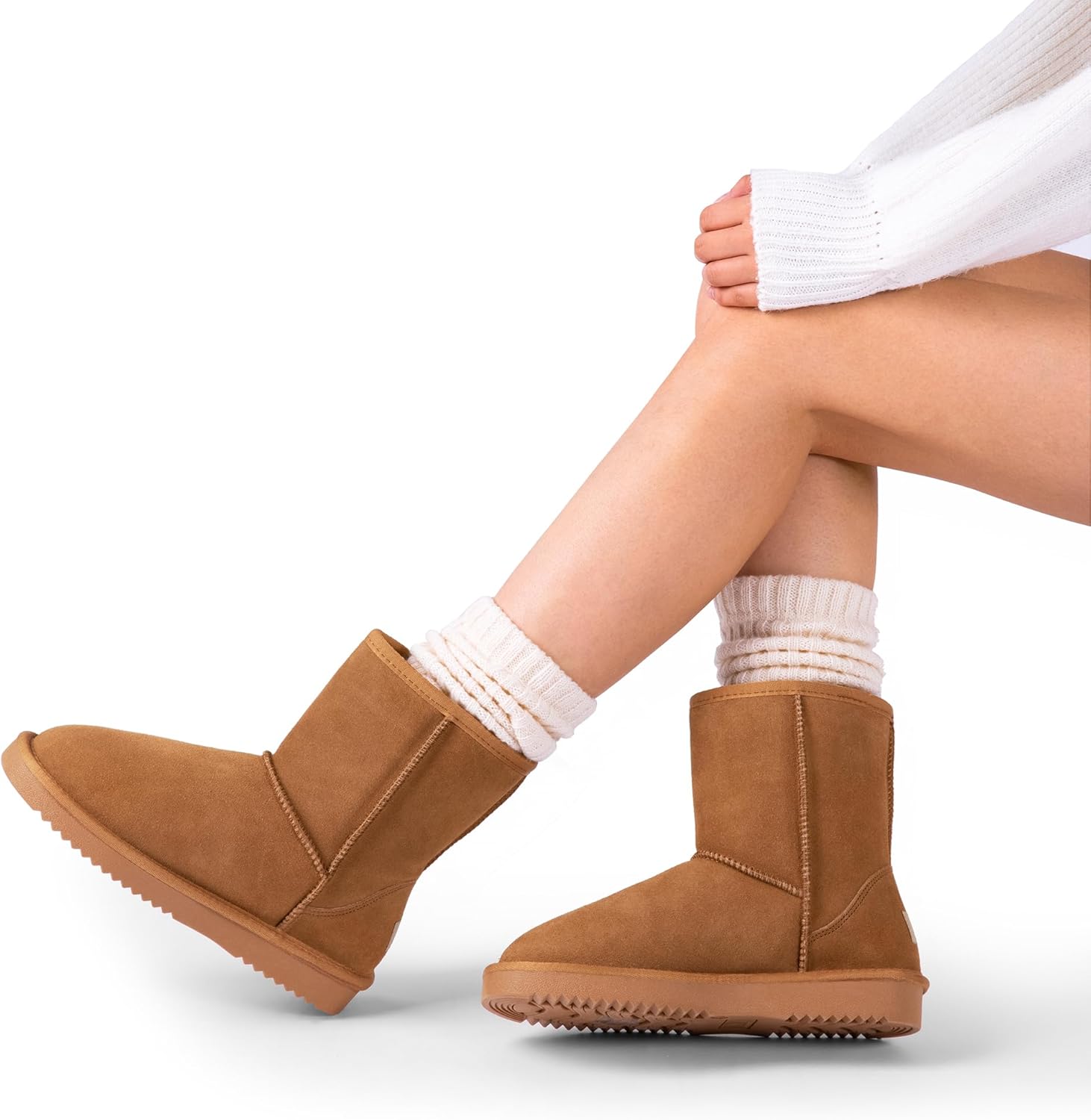 DREAM PAIRS Women's Shorty-New Mid Calf Winter Snow Boots