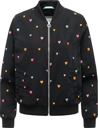Ragwear Lunara Hearts Women's Lightweight Transition Jacket Short Blouson Jacket with Ribbed Cuffs and Playful Details XS-XXL