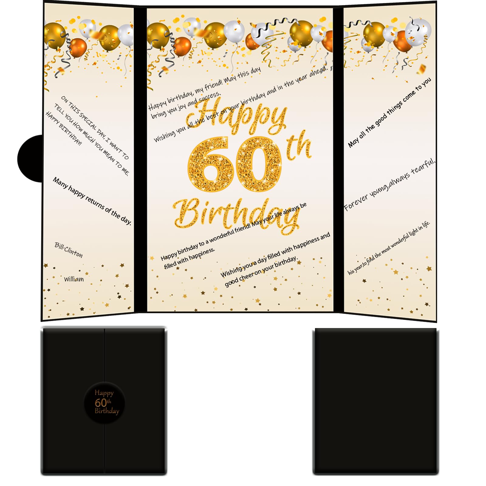 YouLain 60th Birthday Card, Birthday Alternative Signature Guest Book Gifts for Men Women, Black Gold Cheers to 60 Years Party Sign in Poster Card Party Favor Supplies