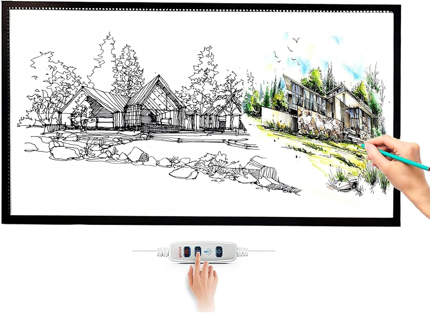 Bloc-notes LED de protection des yeux avec bouton de gradation en continu, table à dessin avec échelle pour dessin d'animation de traçage d'artiste avec 4 aimants fixes, table lumineuse de g