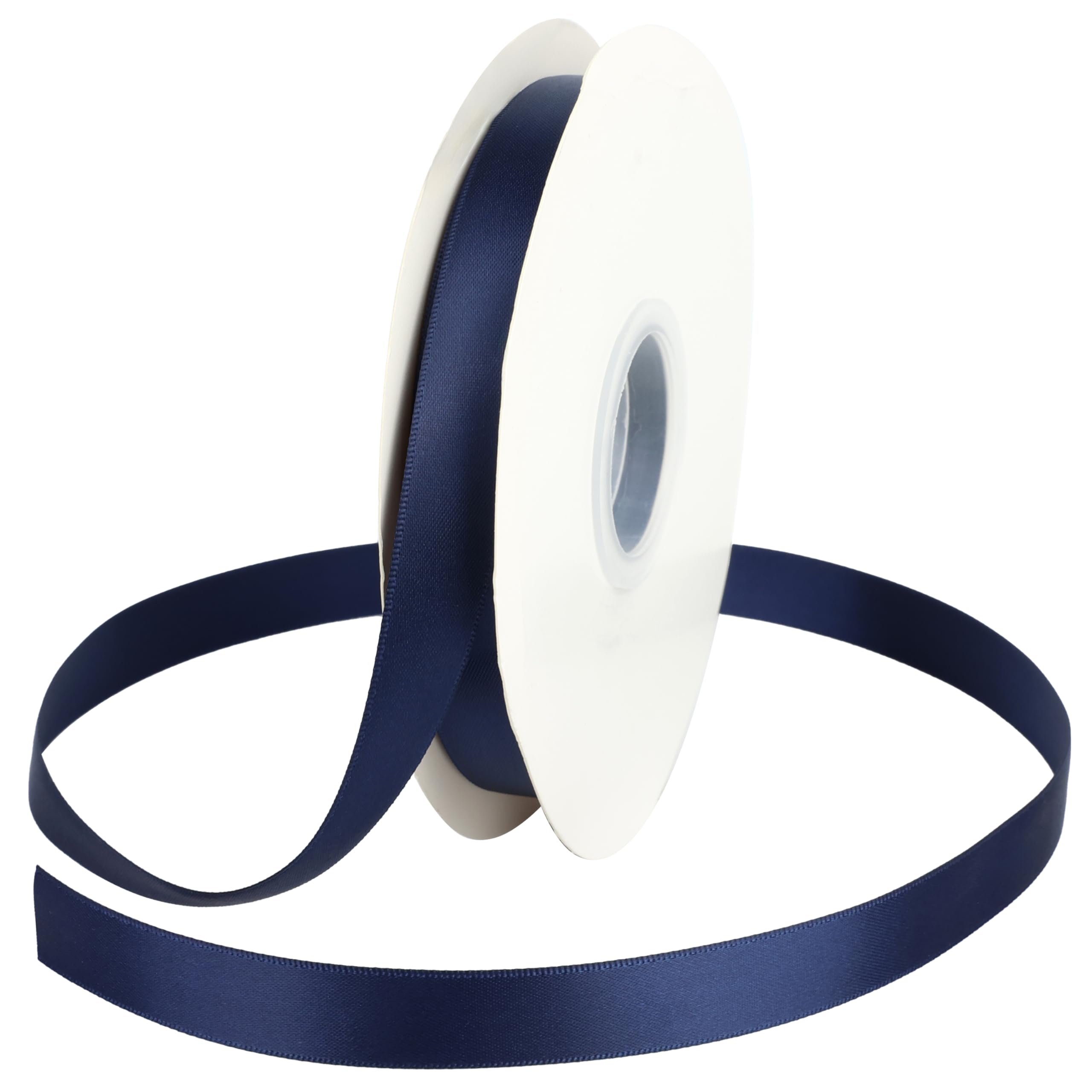 DINDOSAL Navy Blue Satin Ribbon 5/8 Inch Thin Blue Wedding Ribbon for Gift Wrapping Hair Bows Baby Shower Crafts Christmas Decorations - 50Yards