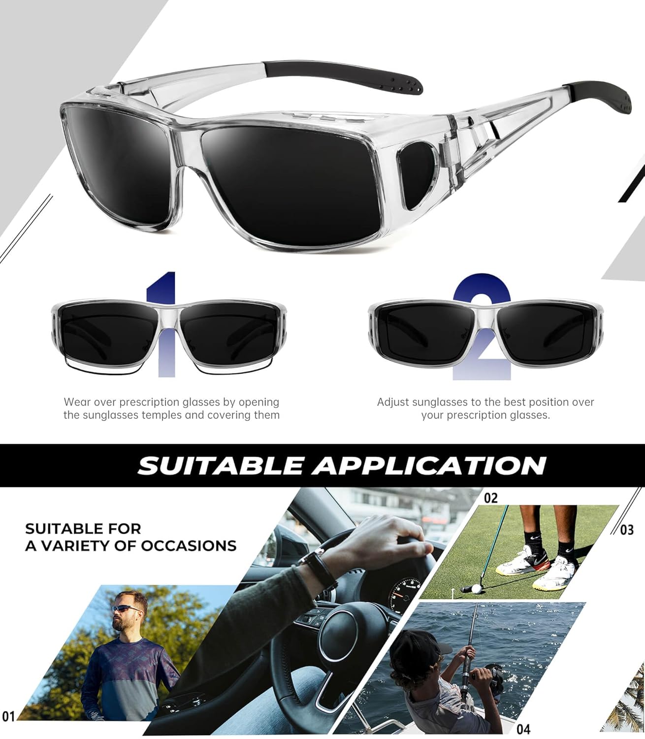 Night Vision Glasses, Fit Over Glasses Mens Womens, Wrap Around Anti Glare HD Night Vision Lens for Night Driving - Image 7