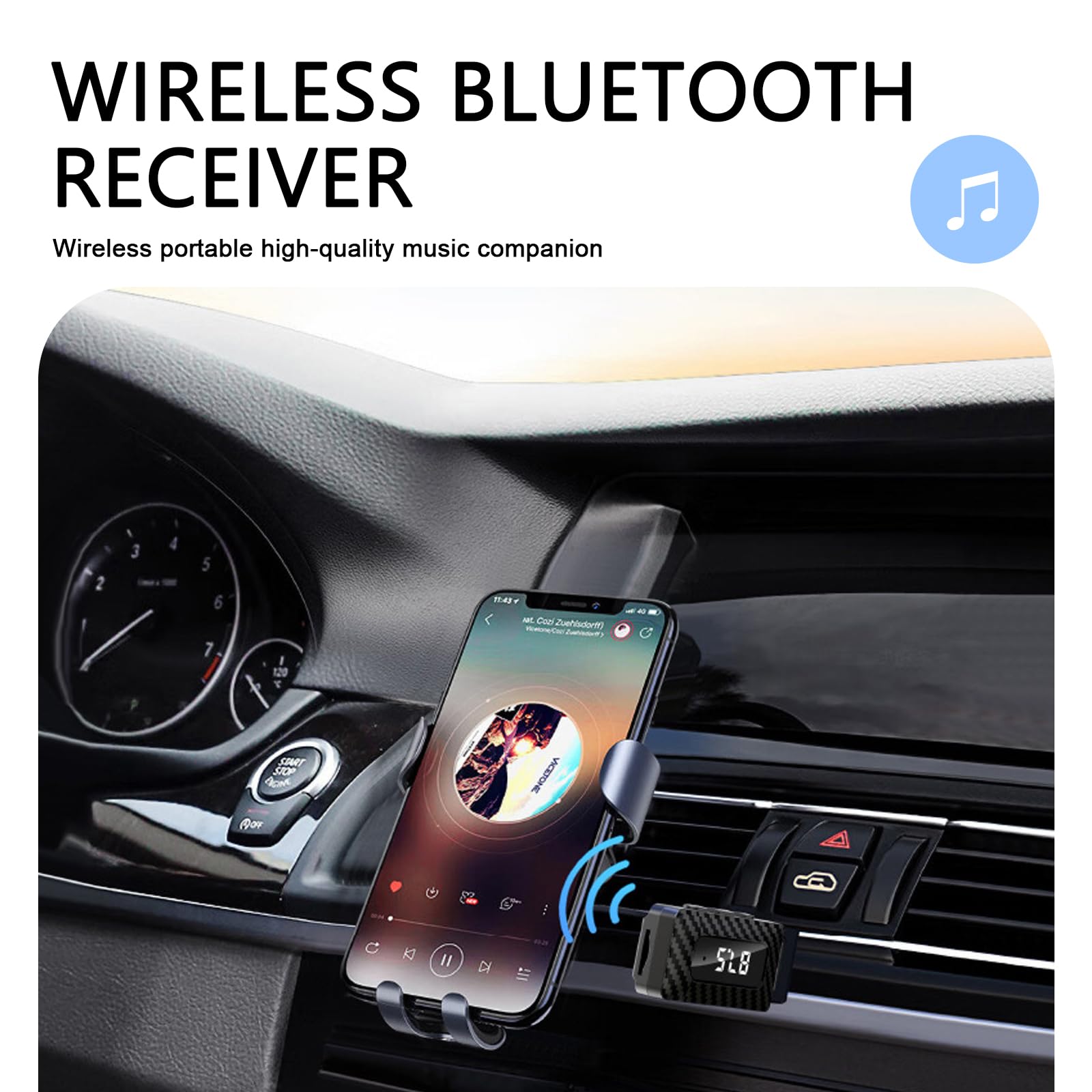 USB Bluetooth Empfänger für Auto, Bluetooth 5.3 Wireless Audio Adapter, USB Netzteil 3.5mm Aux Jack Adapter, FM + AUX Transmitting Signal Receiver, für Auto Stereo Sound Home Stereo PC (Schwarz