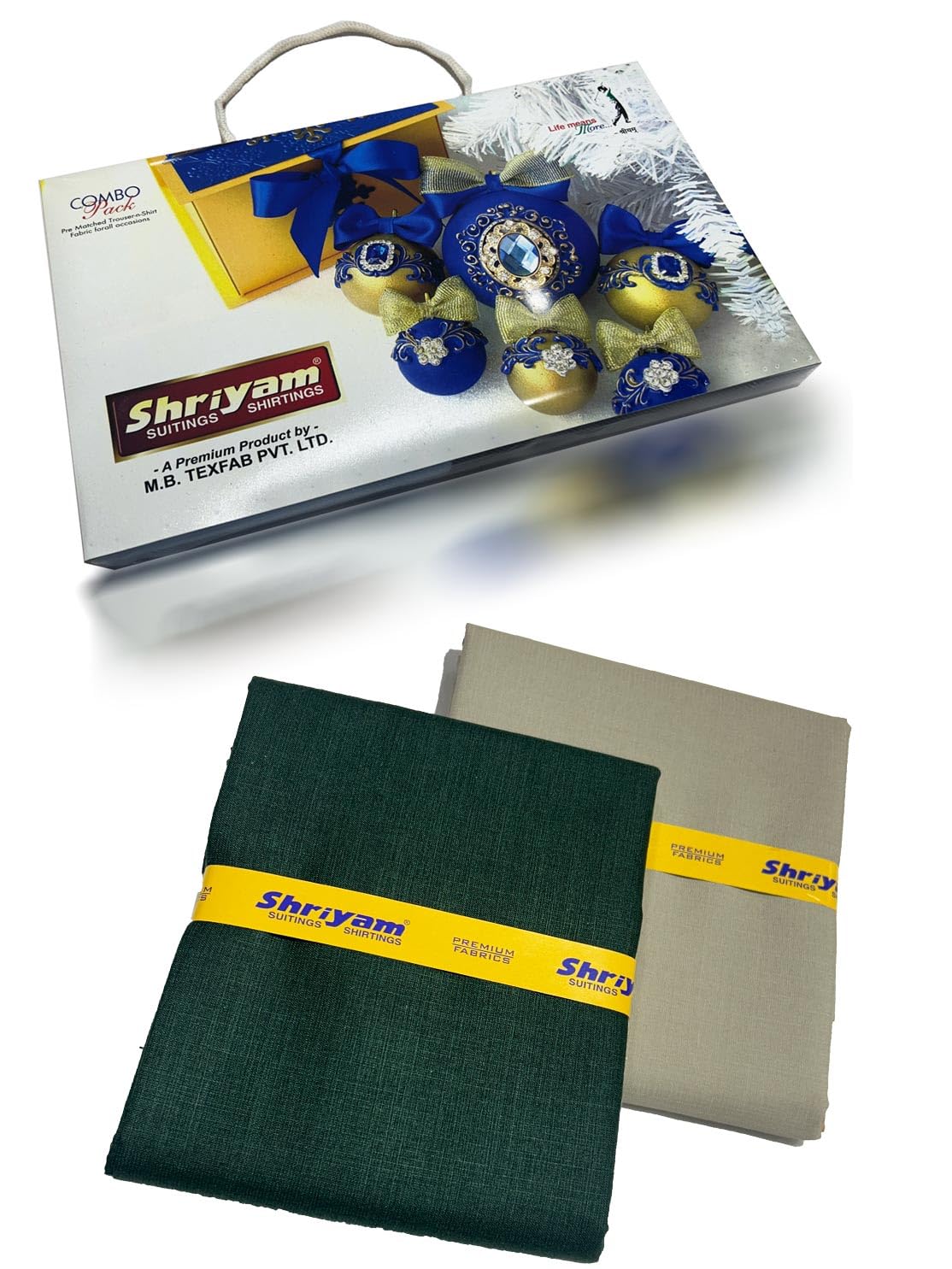 shriyam Unstitched Plain Bottle Green Shirt and Trouser Fabric Combo Gift Pack - Cotton Blend Material - 2.25m Shirt Cloth - 1.20m Pant Cloth ML-20-picture-27