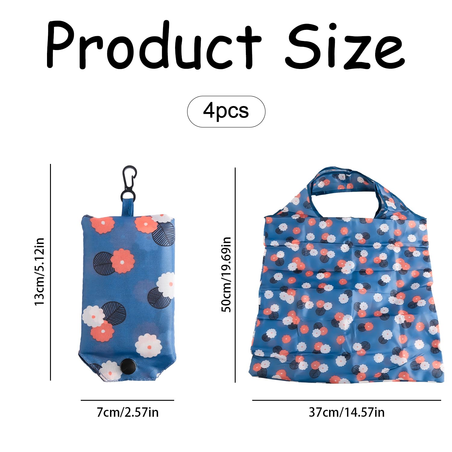 Bojueshaw 4pcs Foldable Shopping Bags, Waterproof Tote Bags, Washable Grocery Bags, Eco Tote Bags for Daily Shopping Travel, Outdoors - Image 2