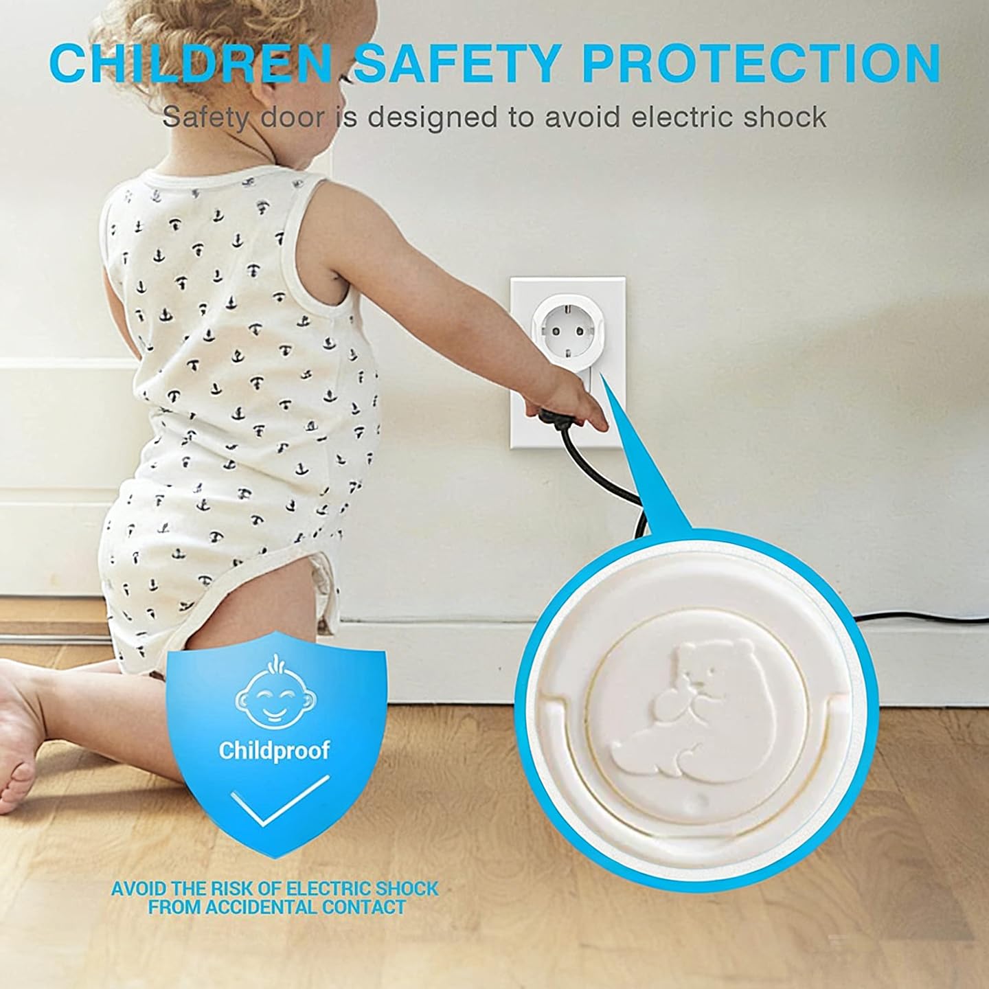Paquete de 10 cubiertas de enchufe estándar europeo para niños, color blanco, protector eléctrico duradero, protector eléctrico de seguridad y cubiertas de enchufe, fácil instalación — view 6