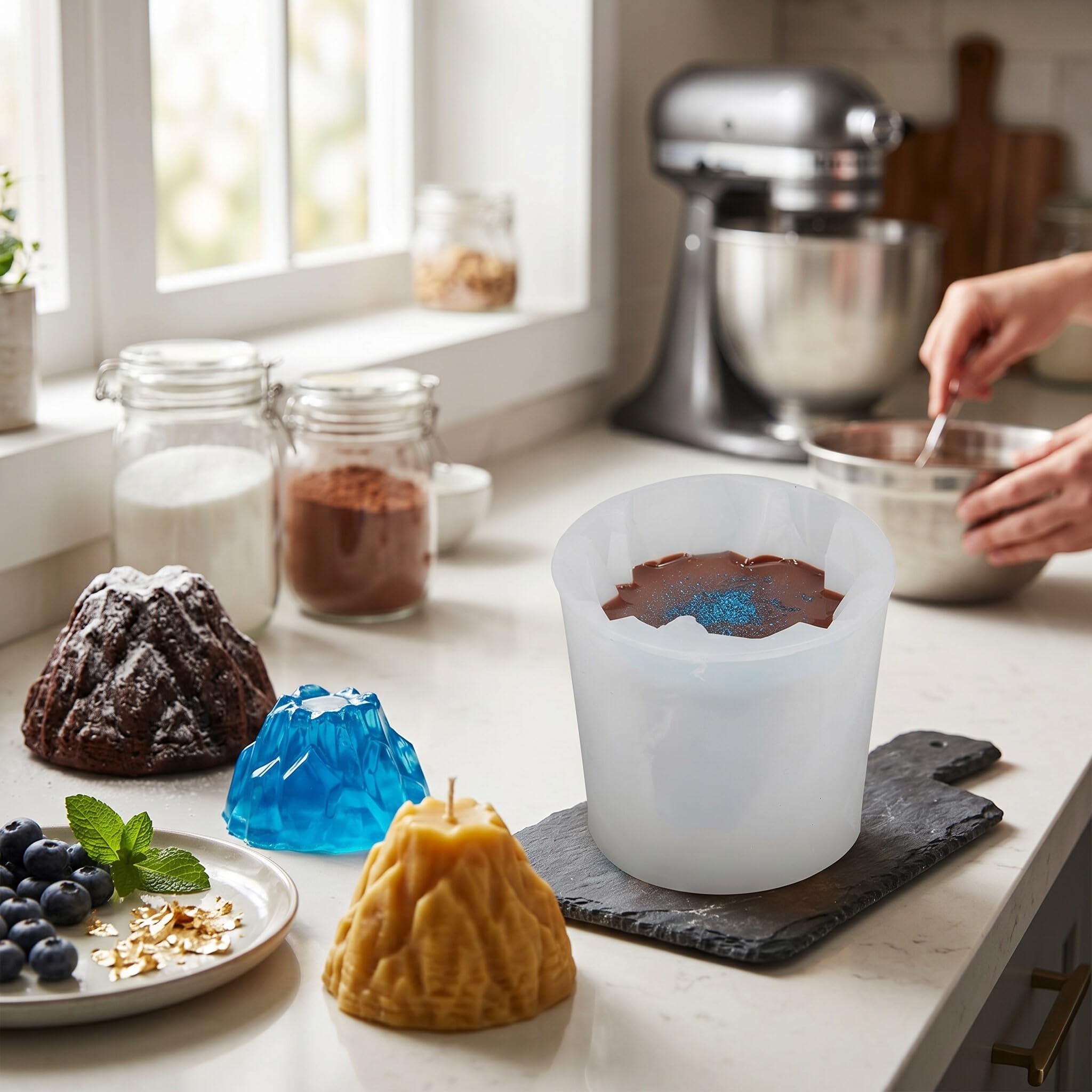 Stampo in Silicone Vulcano 3D Mountain per Candy Chocolate Cupcake Decor Sapone Ornamento in Resina
