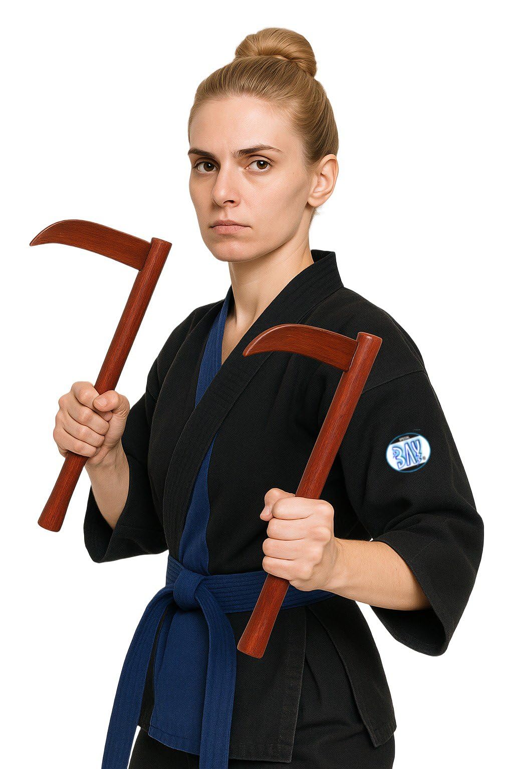 BAY-Sports Kama Budo Echt Holz Halbmond Sichel Kamaki Kampfkunst-Sportgerät Karate Kobudo und Ninjutsu Okinawa Japan Hartholz Trainingskama